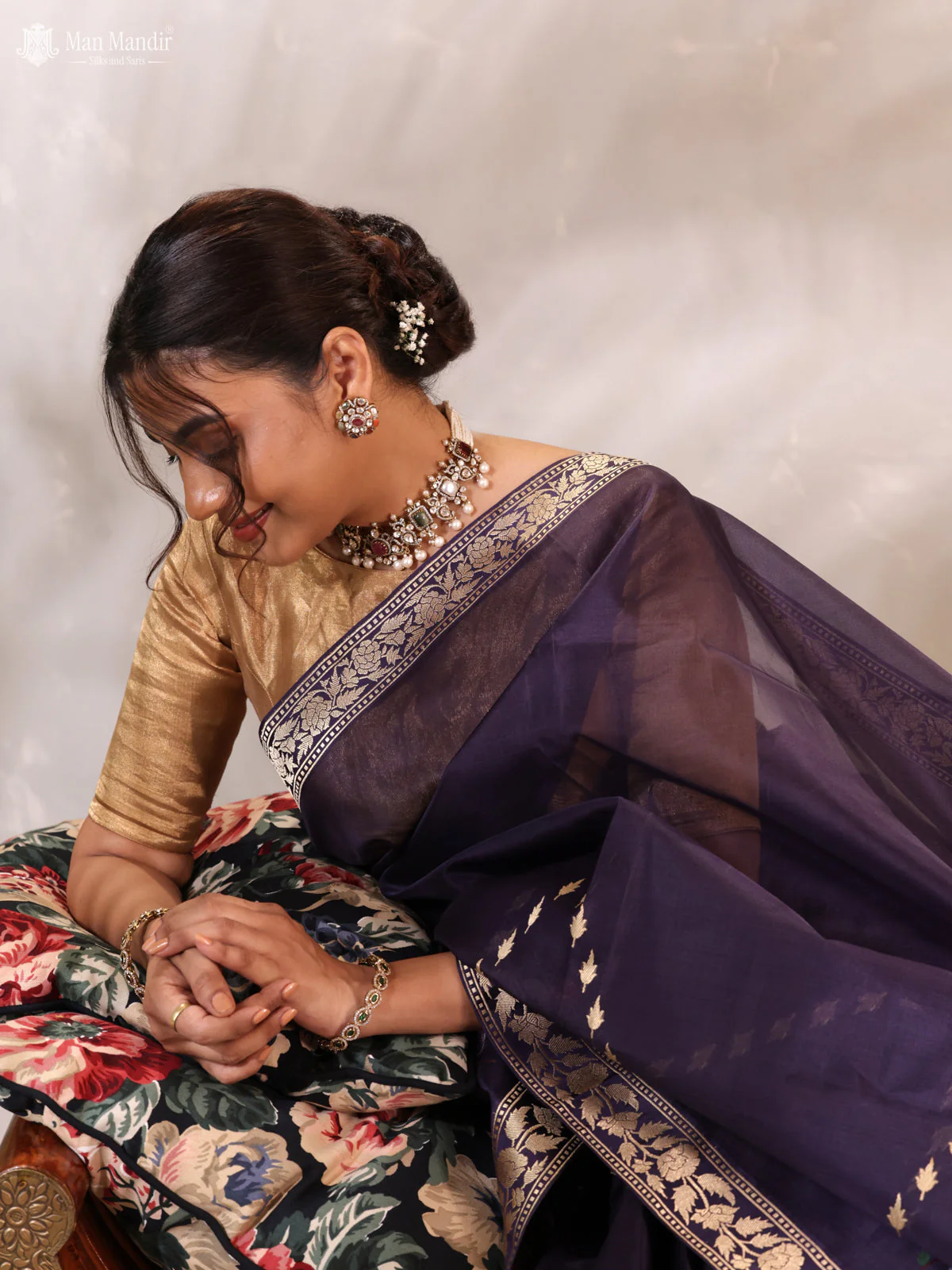 Jamun Banarasi Kora Silk Saree - Image 4
