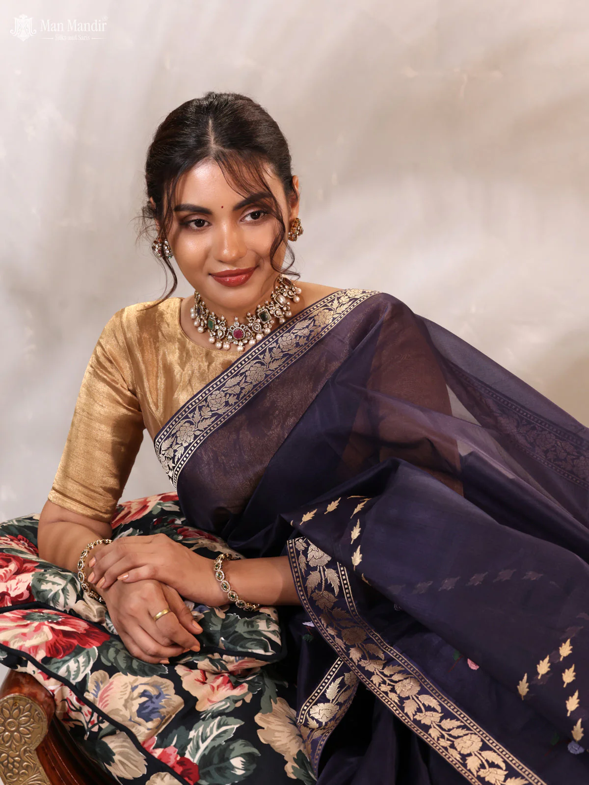 Jamun Banarasi Kora Silk Saree - Image 5