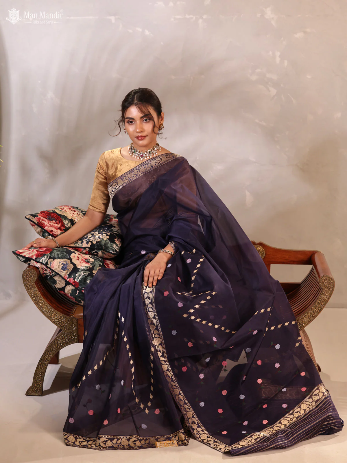 Jamun Banarasi Kora Silk Saree - Image 6