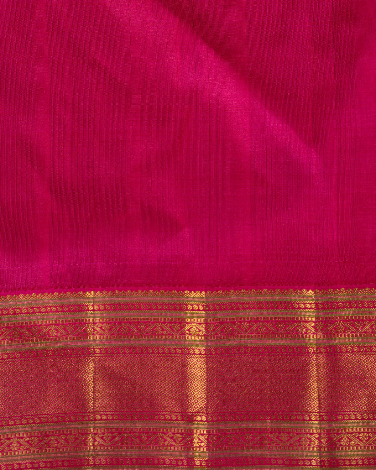Yellow & Pink Kanchipuram Silk Saree With Silver & Gold Alternative Zari - Image 9