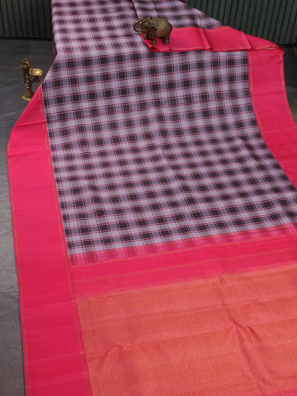 Lavender And Brown-Pink Pure Kanchipuram Silk Saree - Image 2