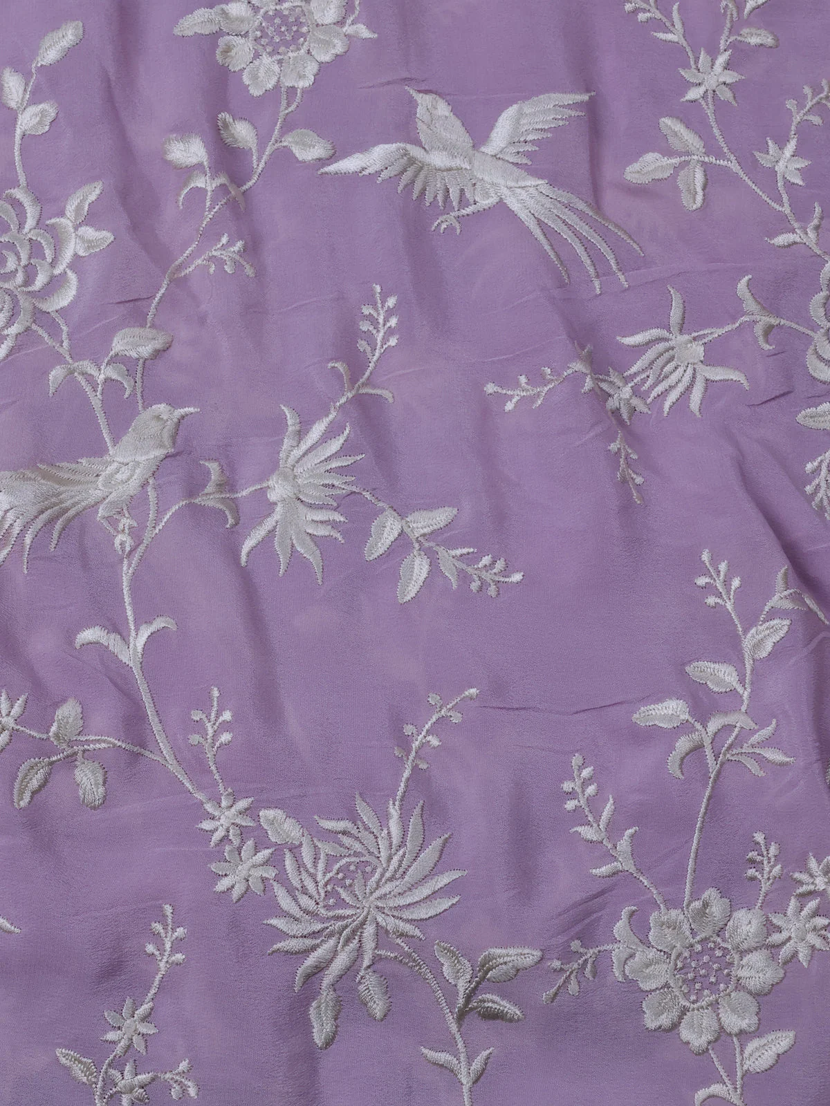 Lavender Chiffon Saree Parsi Embroidery - Image 4