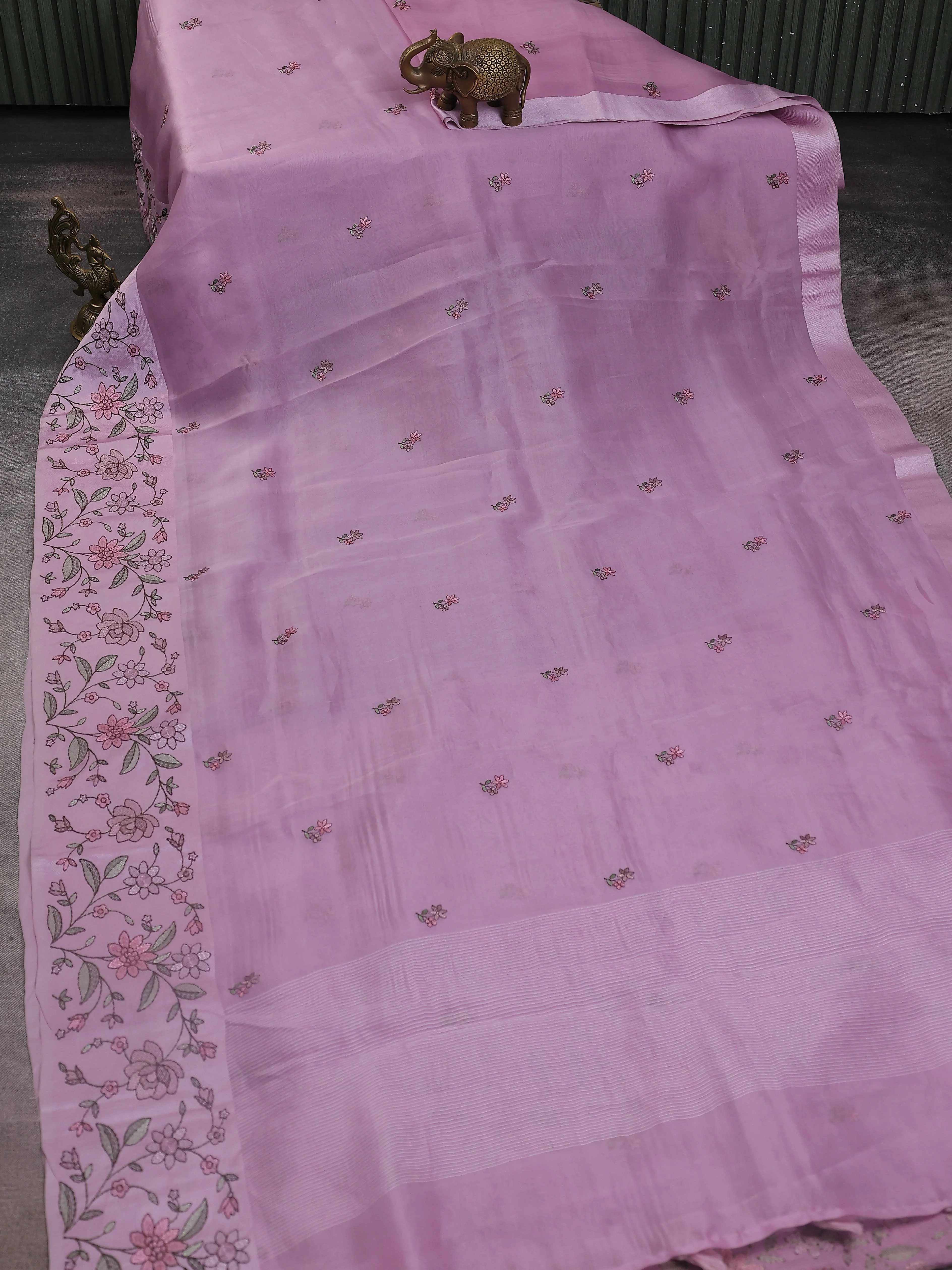 Lavender Organza Silk Saree - Image 2