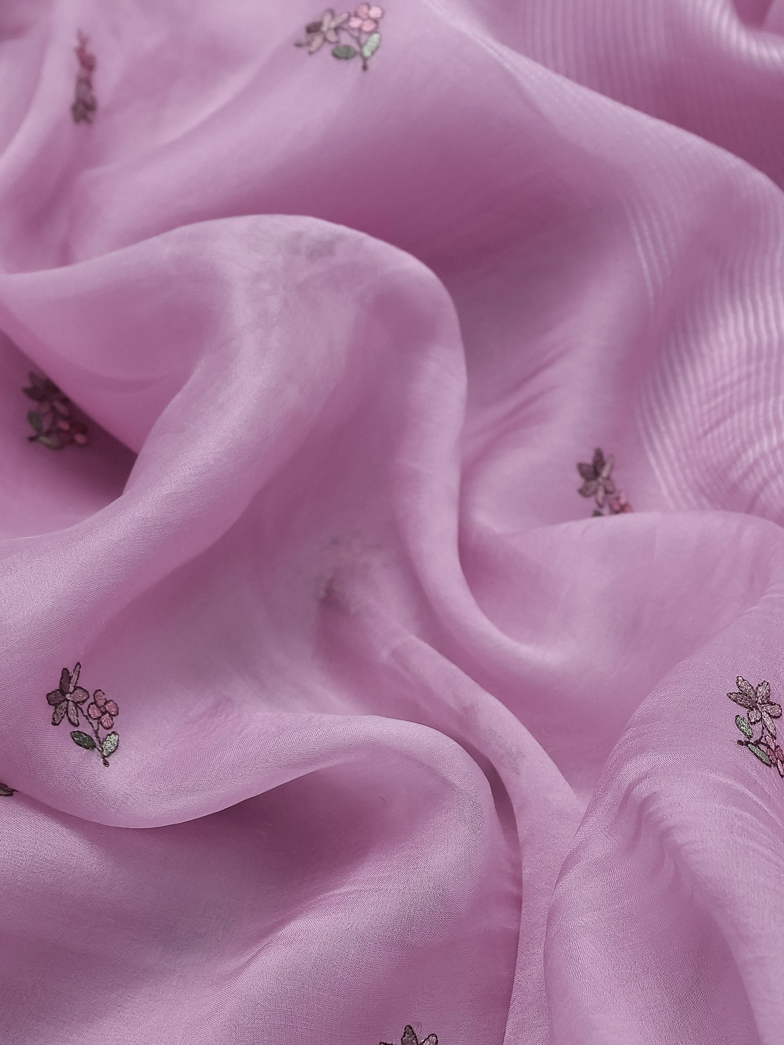Lavender Organza Silk Saree - Image 3
