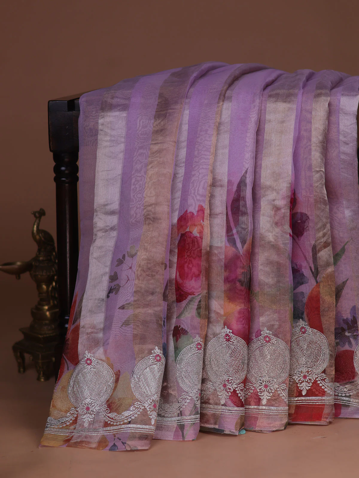 Lavender Organza Silk Saree - Image 2