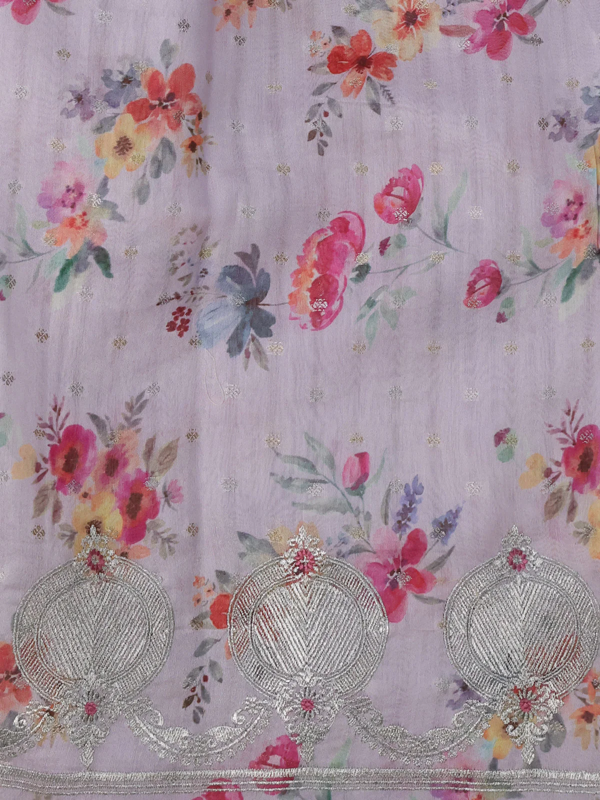 Lavender Organza Silk Saree - Image 4