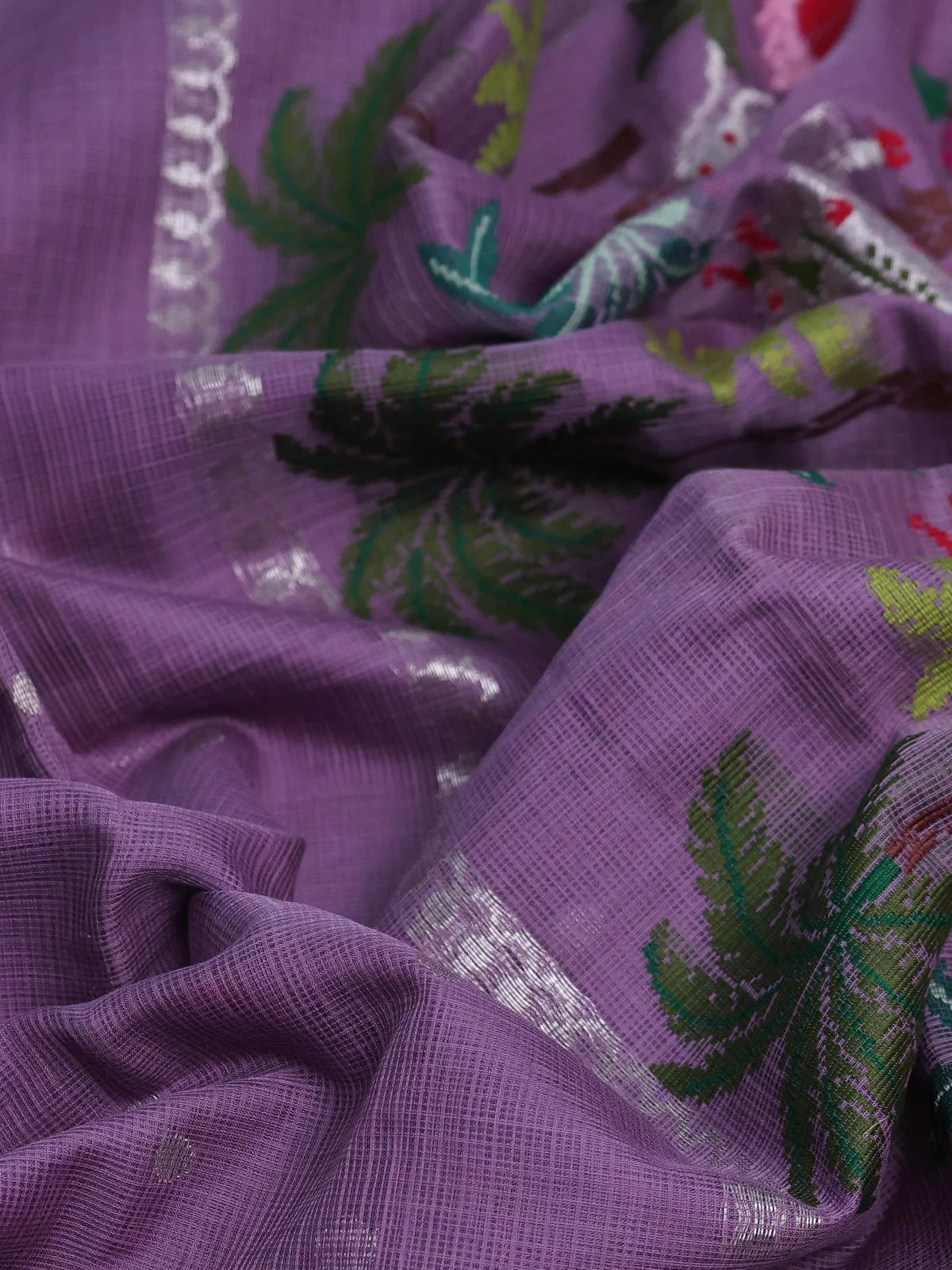 Lavender - Pastel Pink Kota Cotton Real Zari Saree - Image 3
