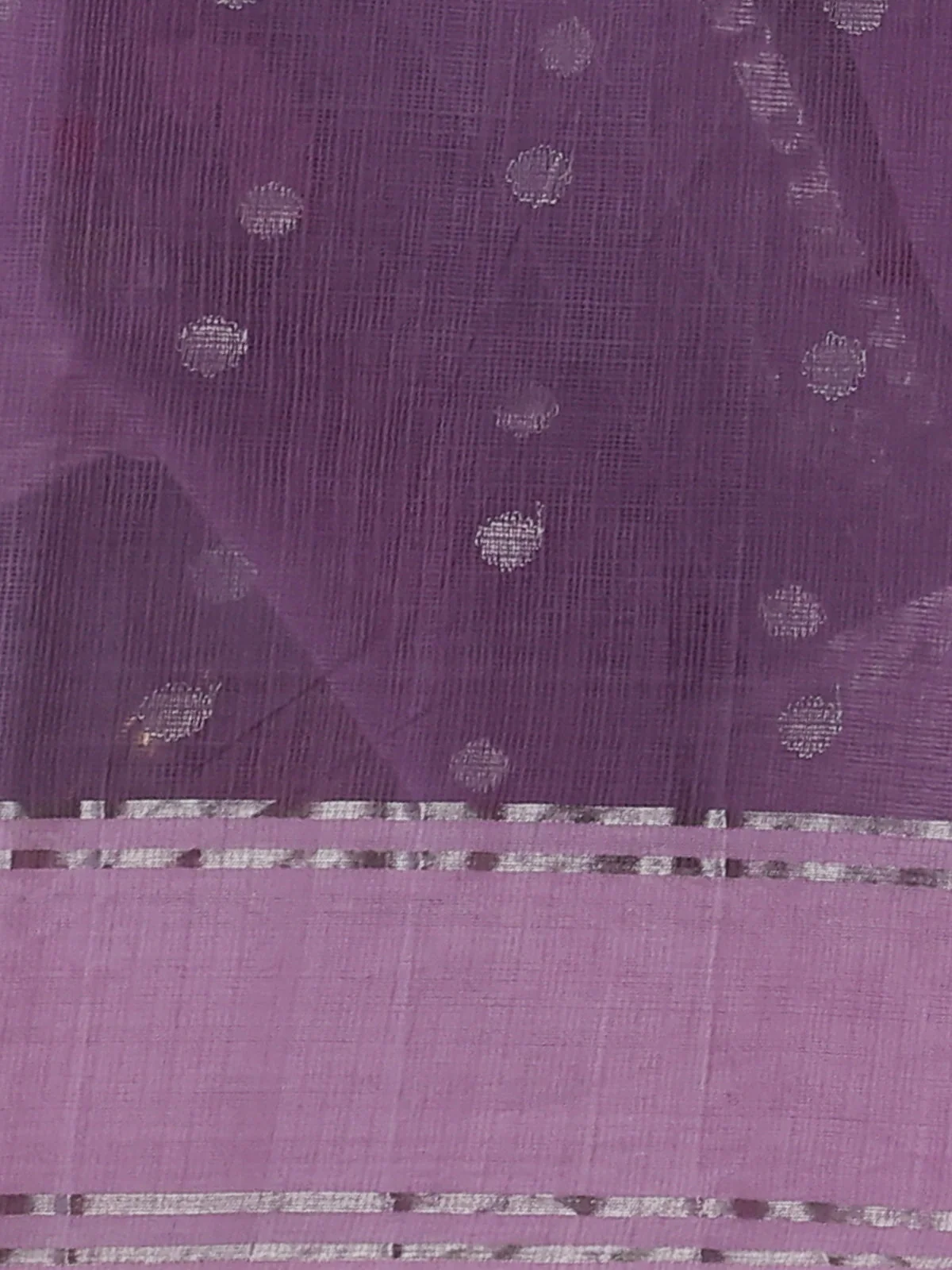 Lavender - Pastel Pink Kota Cotton Real Zari Saree - Image 4