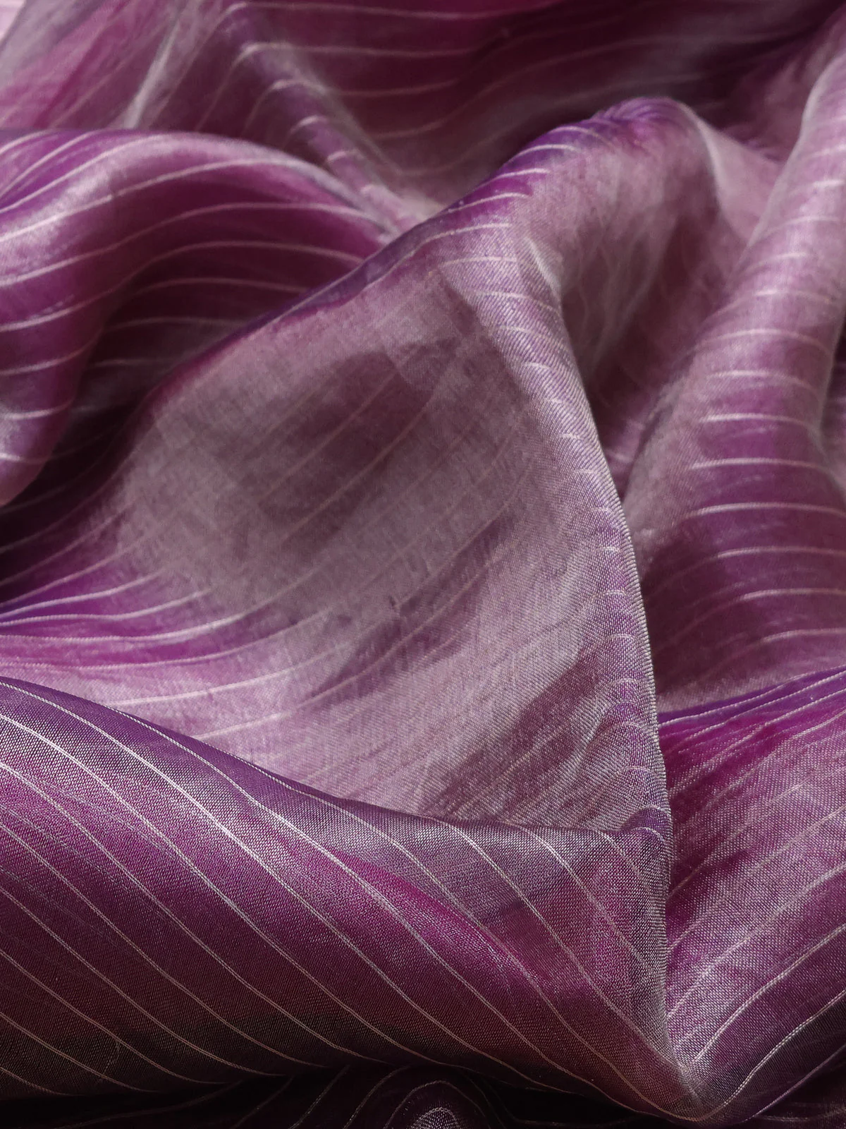 Lavender-Pink Tissue Silk Saree With Embroidered Readymade Blouse - Image 3