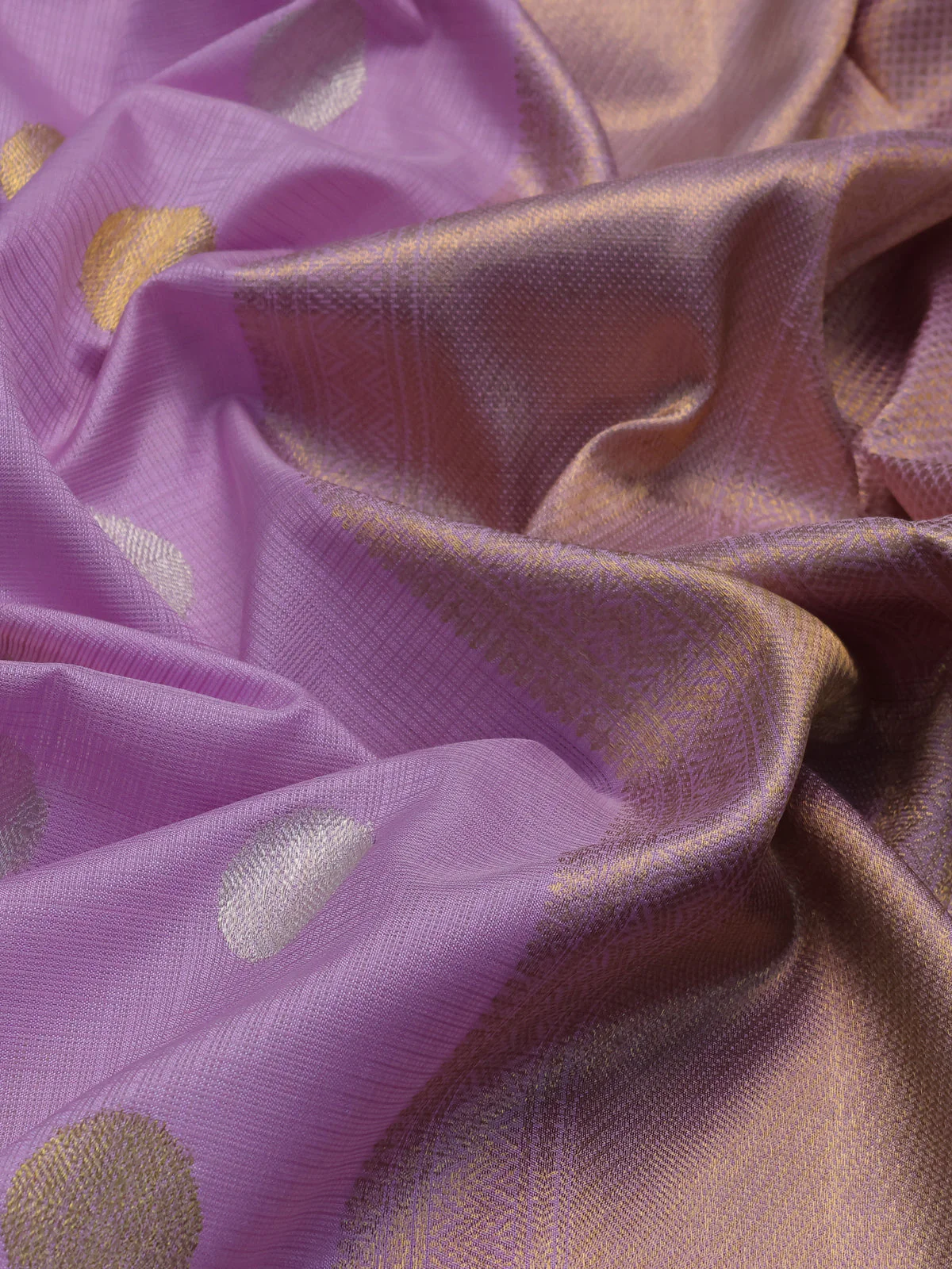Lavender Pure Kanchipuram Kota Saree - Image 3