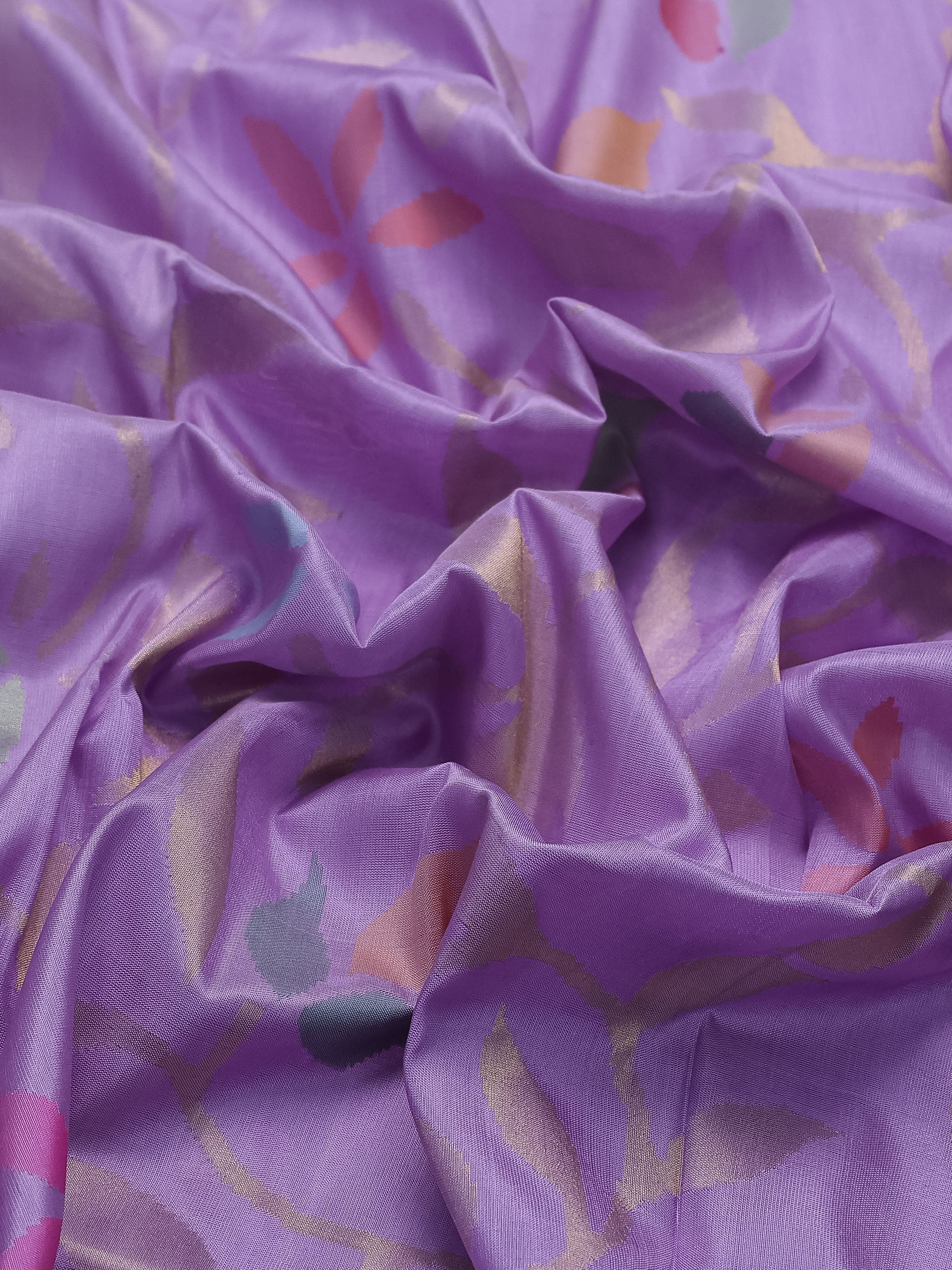 Lavender Uppada Silk Saree With Jamdhani Weaves - Image 3