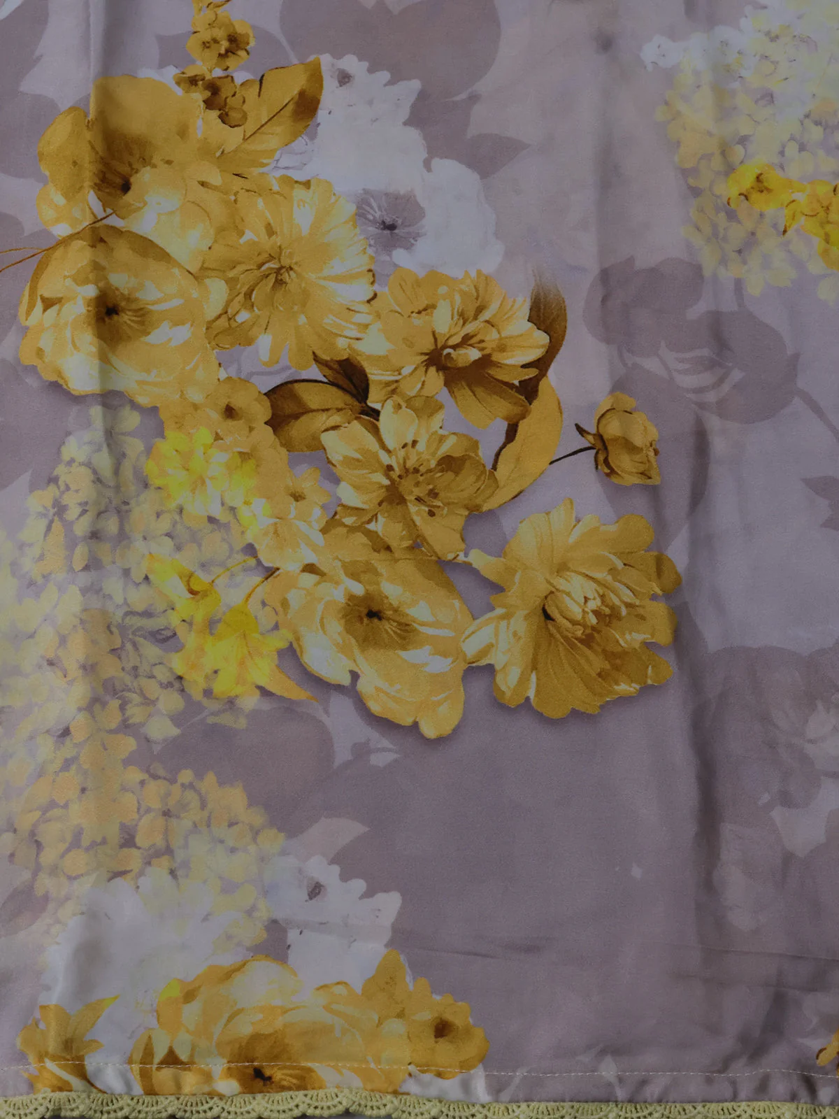 Lemon Yellow And Off White Chiffon Saree Parsi Embroidery - Image 4