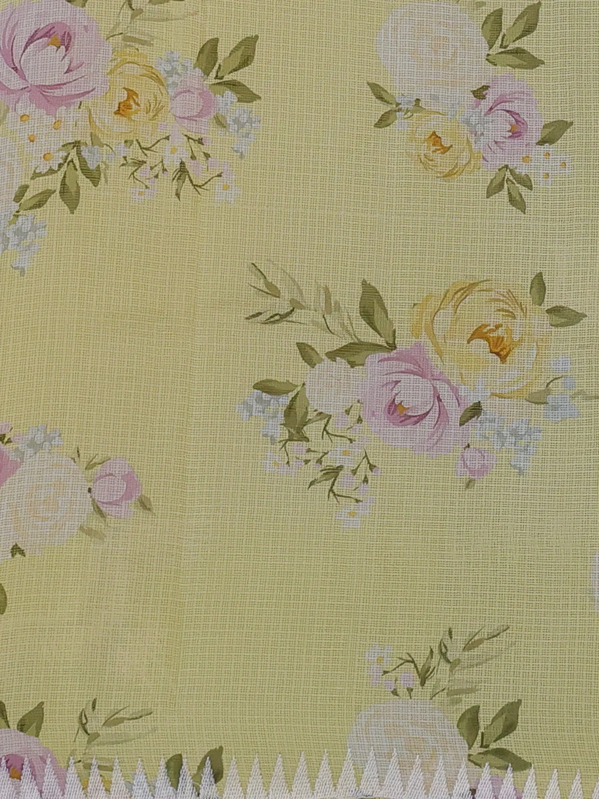 Lemon Yellow Silk Kota Saree - Image 4