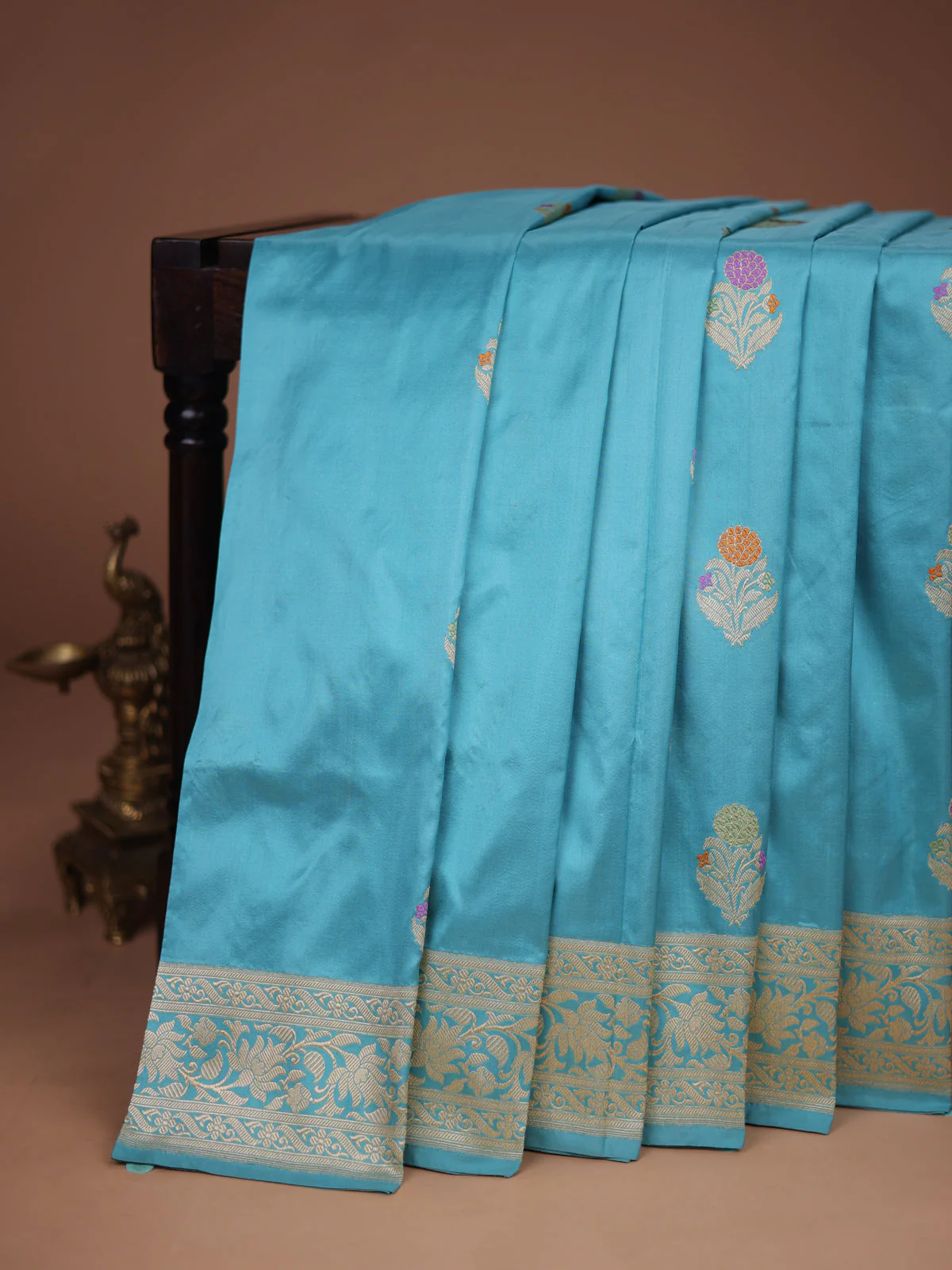 Light Blue Banarasi Silk Saree - Image 2