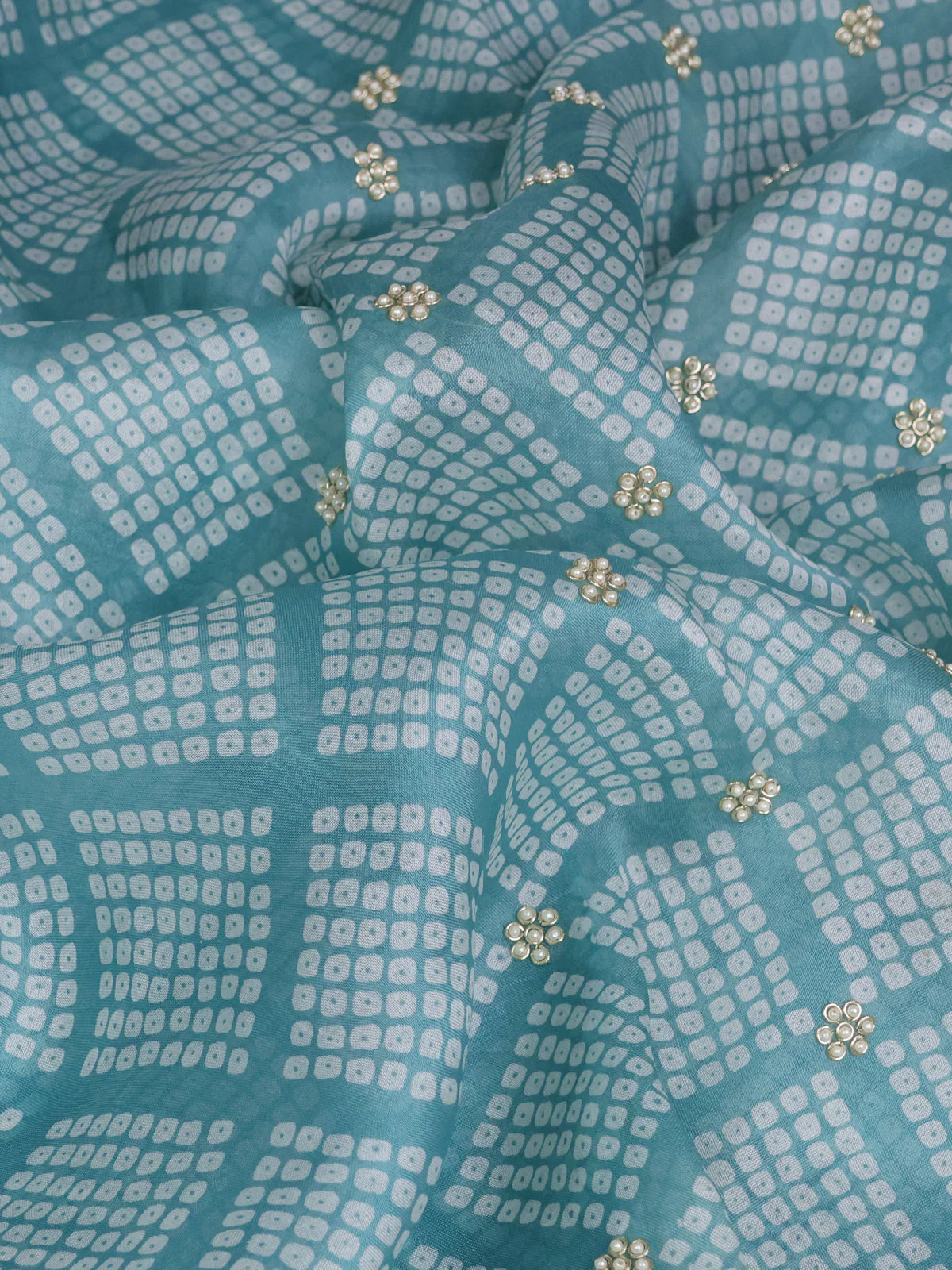 Light Blue Tussar Silk Saree With Embroidered Readymade Blouse - Image 3