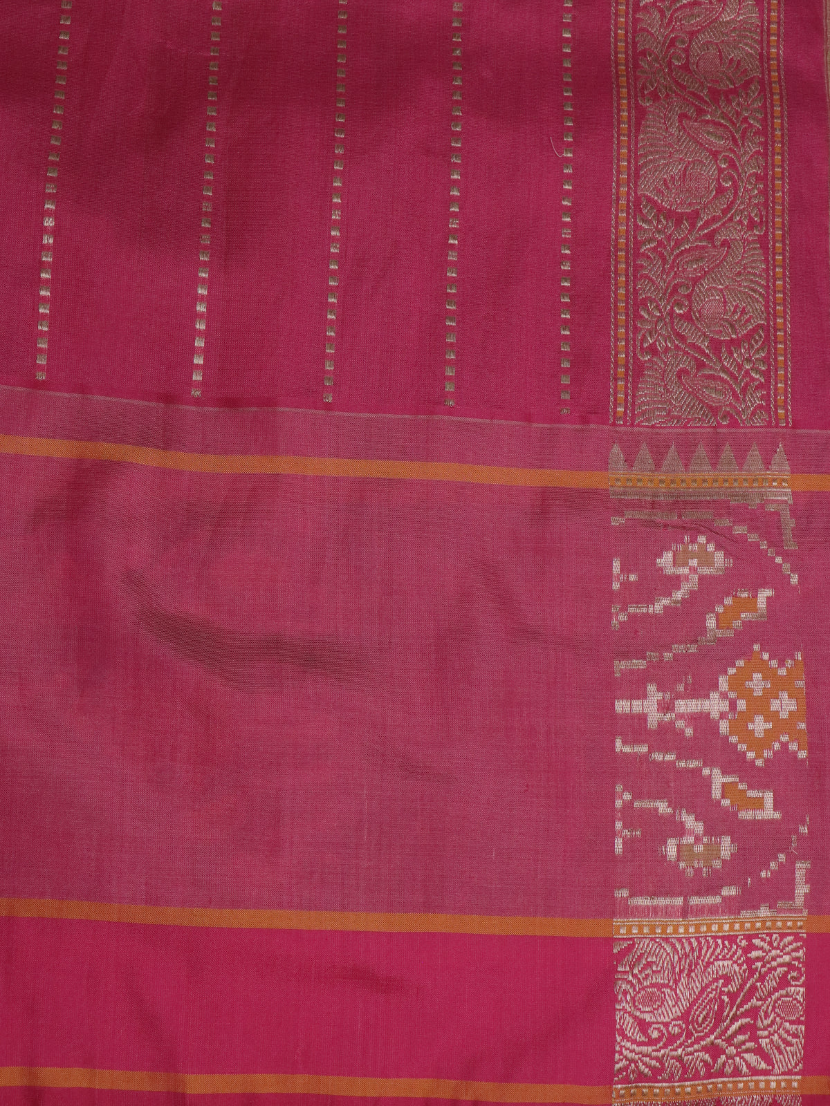 Light Green-Pink Banarasi Kora Silk Saree - Image 4