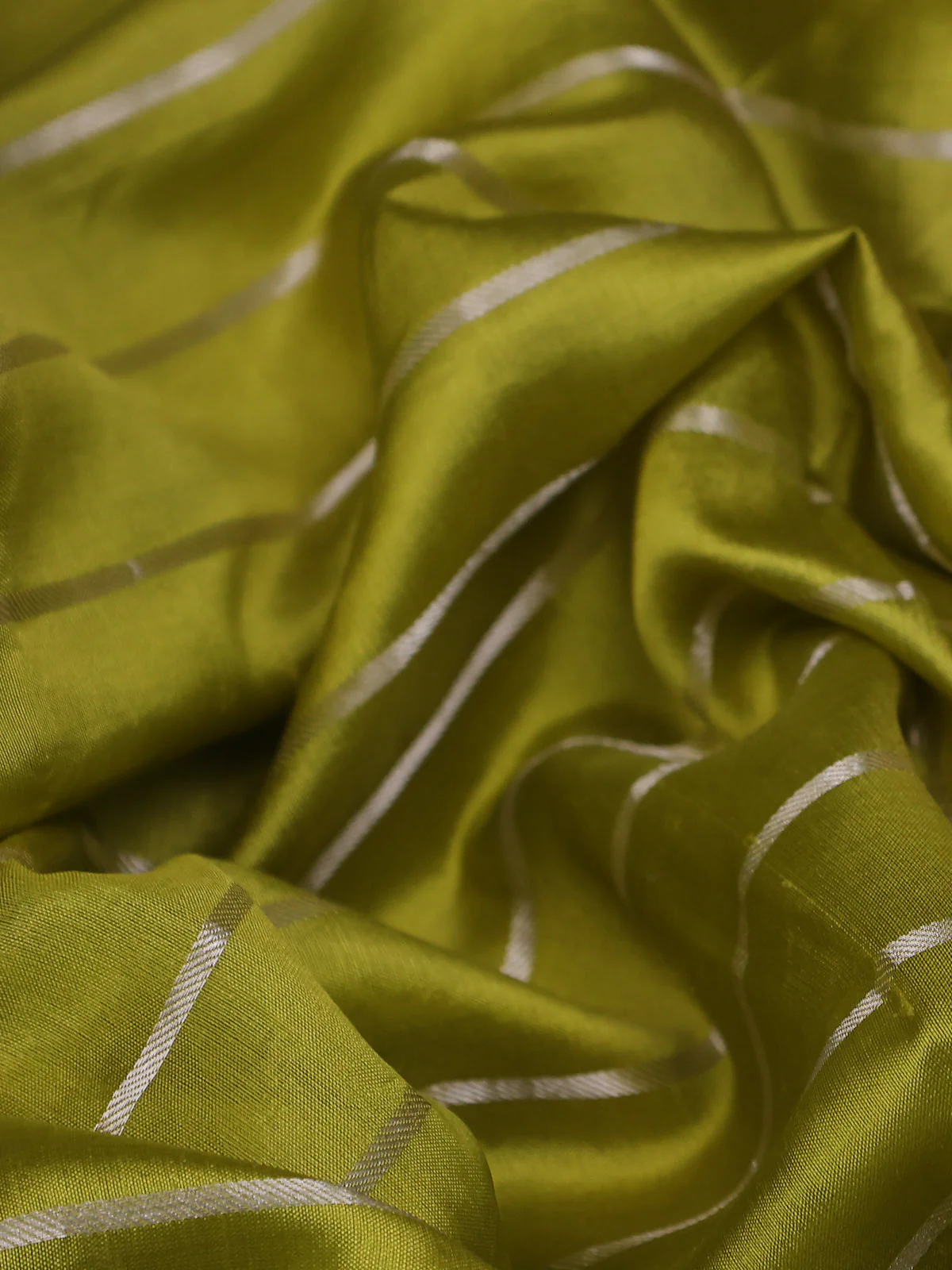 Light Green-Pink Chiniya Silk Saree With Embroidery Readymade Blouse - Image 5