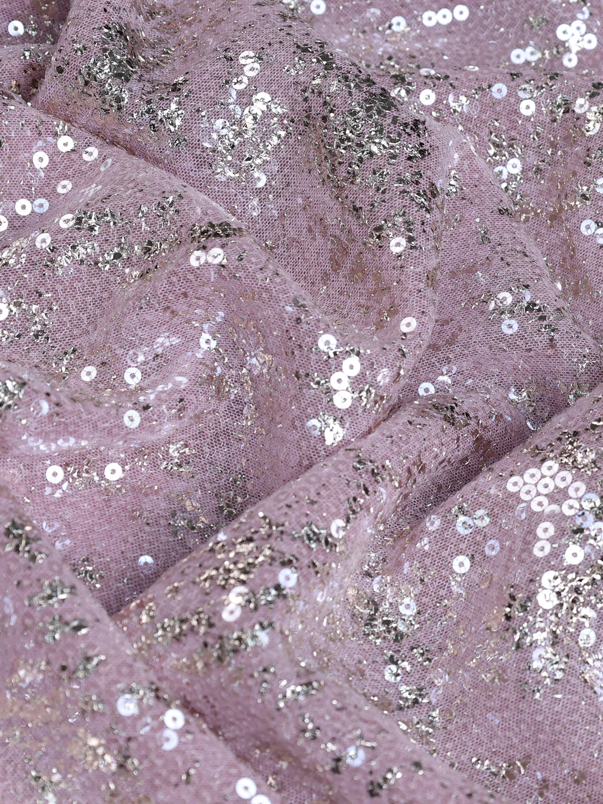 Light Pink Sequin Embroidered Netted Organza Designer Saree - Image 9