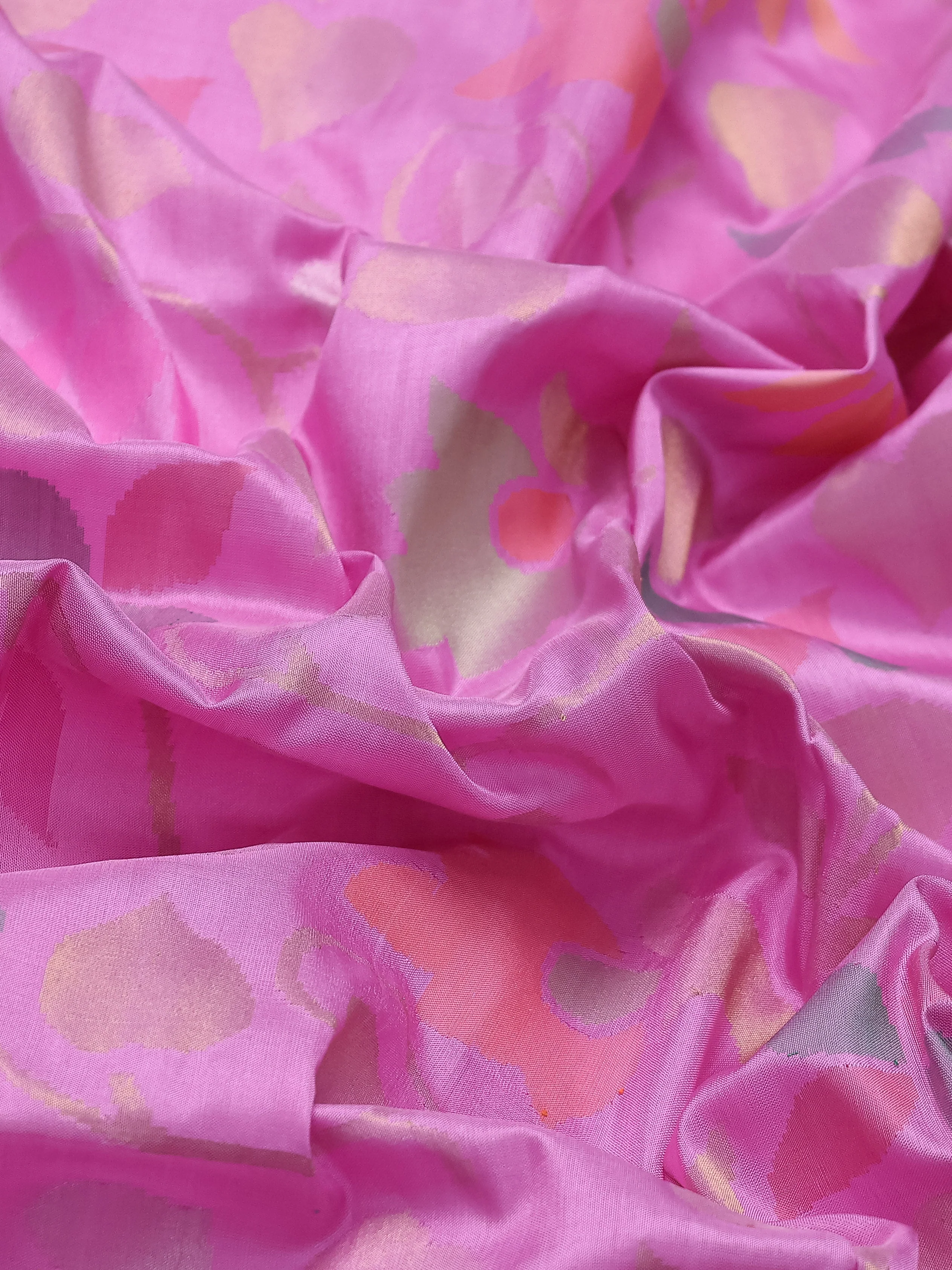 Light Pink Uppada Silk Saree With Jamdhani Weaves - Image 3