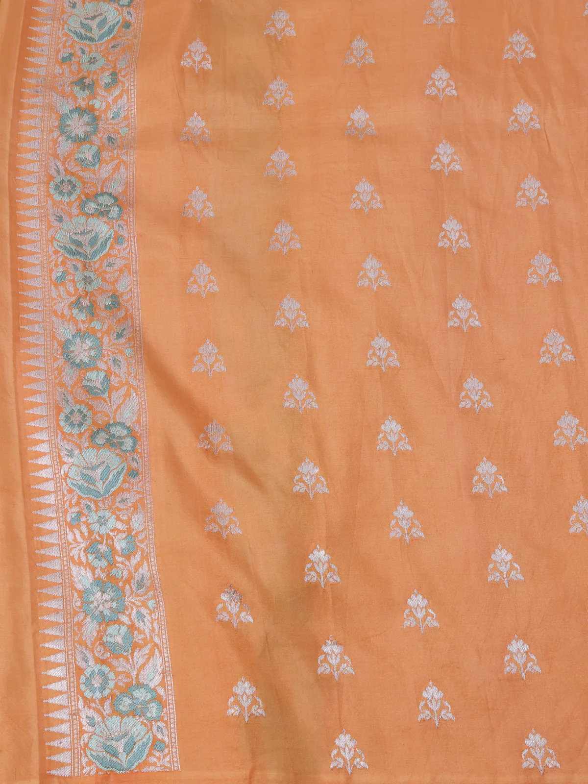 Lime Green And Light Green Banarasi Khaddi Tussar Saree - Image 4