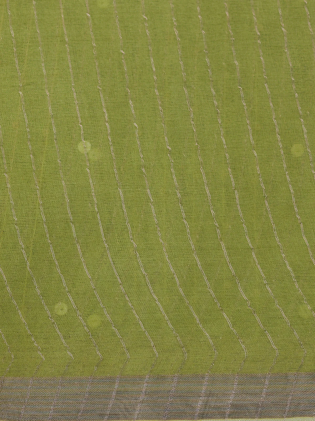 Lime Green Muslin Organza Saree - Image 4
