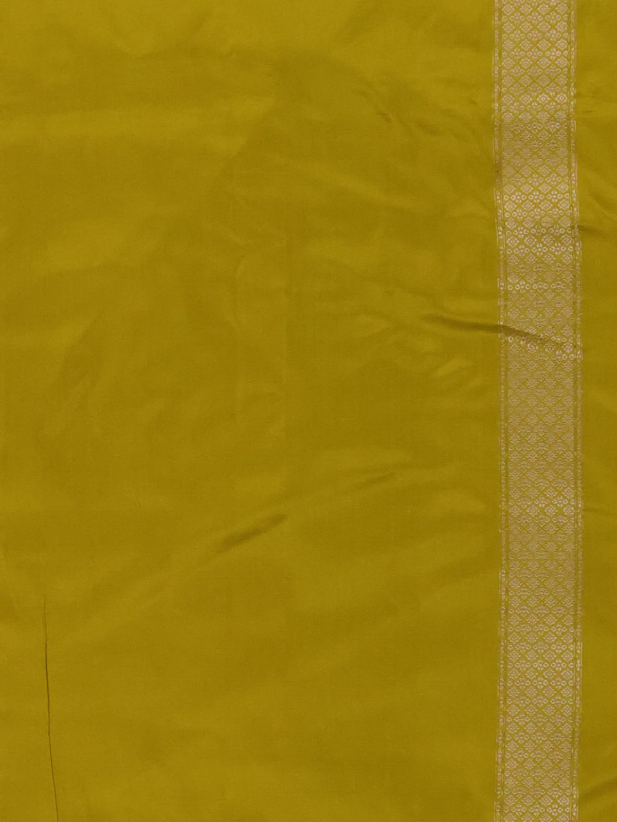 Lime Yellow Banarasi Silk Saree - Image 3