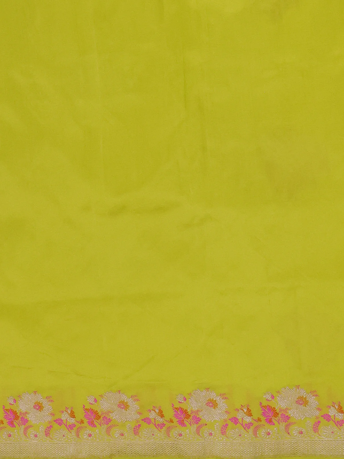 Lime Yellow Banarasi Silk Saree - Image 3