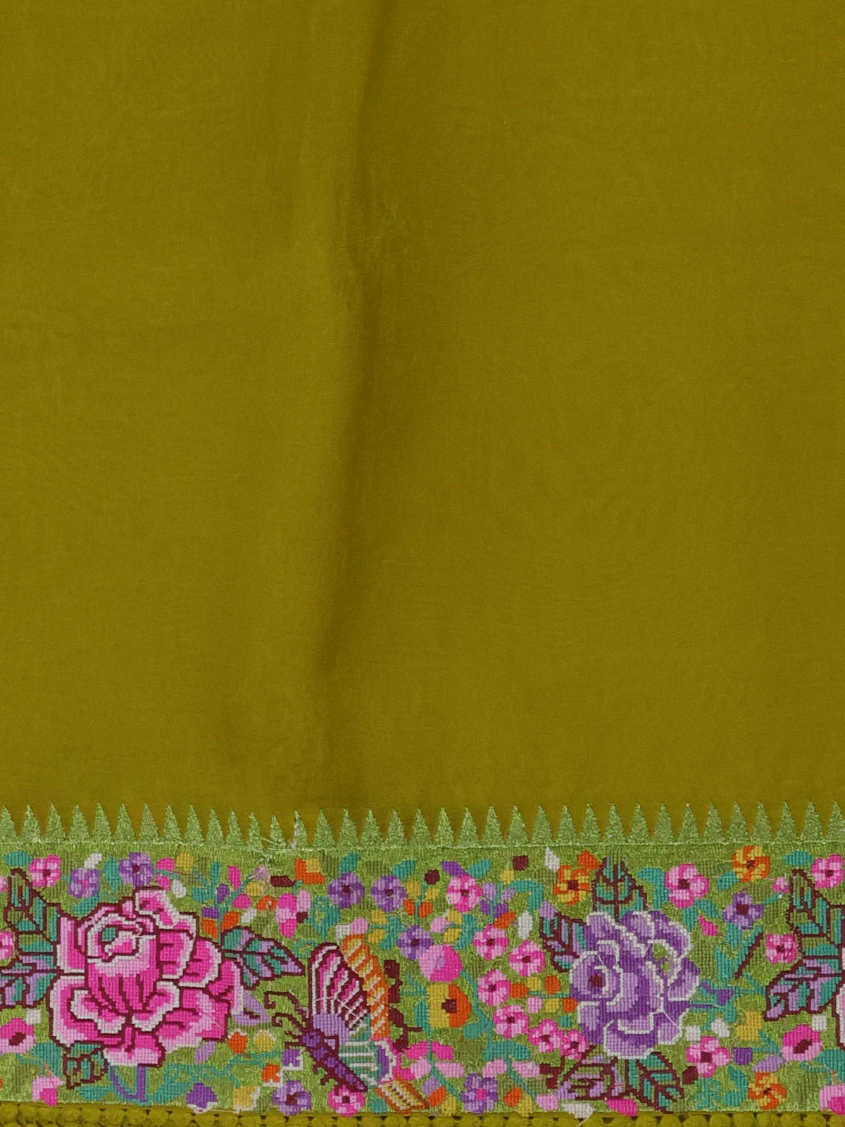 Lime Yellow Organza Silk Saree - Image 3