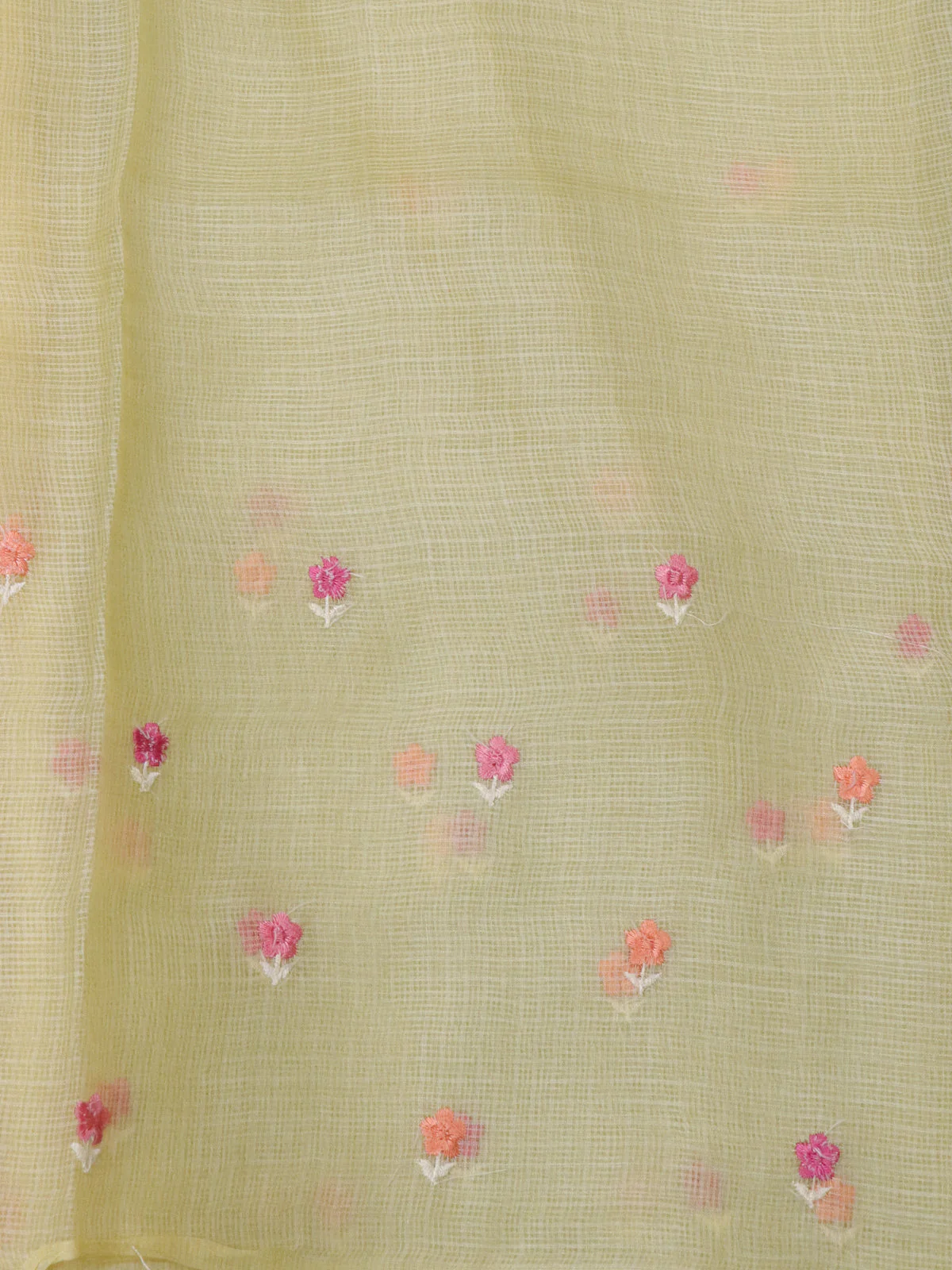 Lime Yellow Silk Kota Saree - Image 4