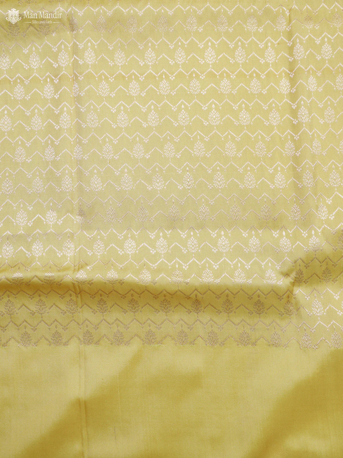 Lime Yellow -Yellow Banarasi Fekwa Silk Saree - Image 6