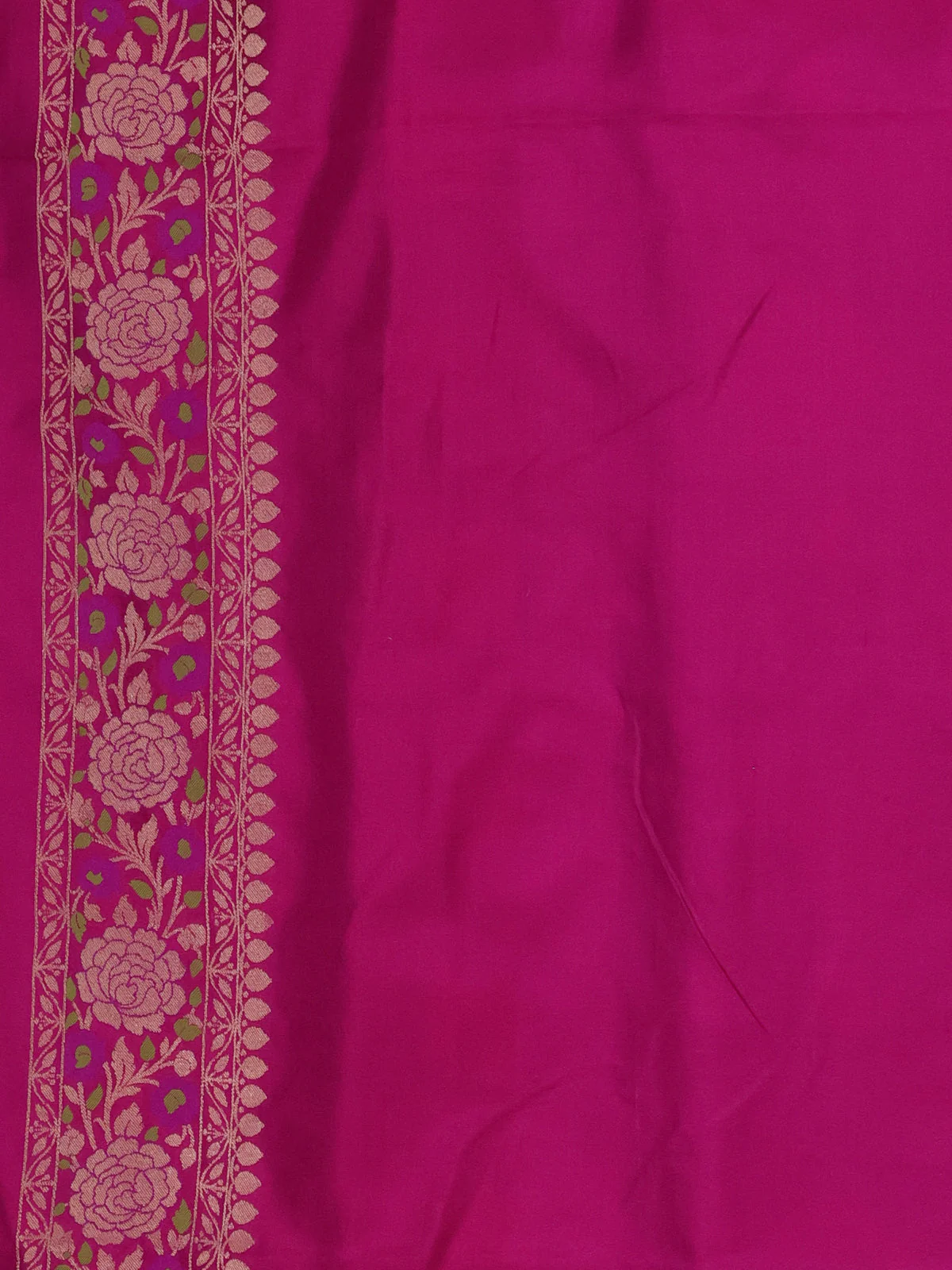 Magenta Pink Banarasi Silk Saree - Image 3