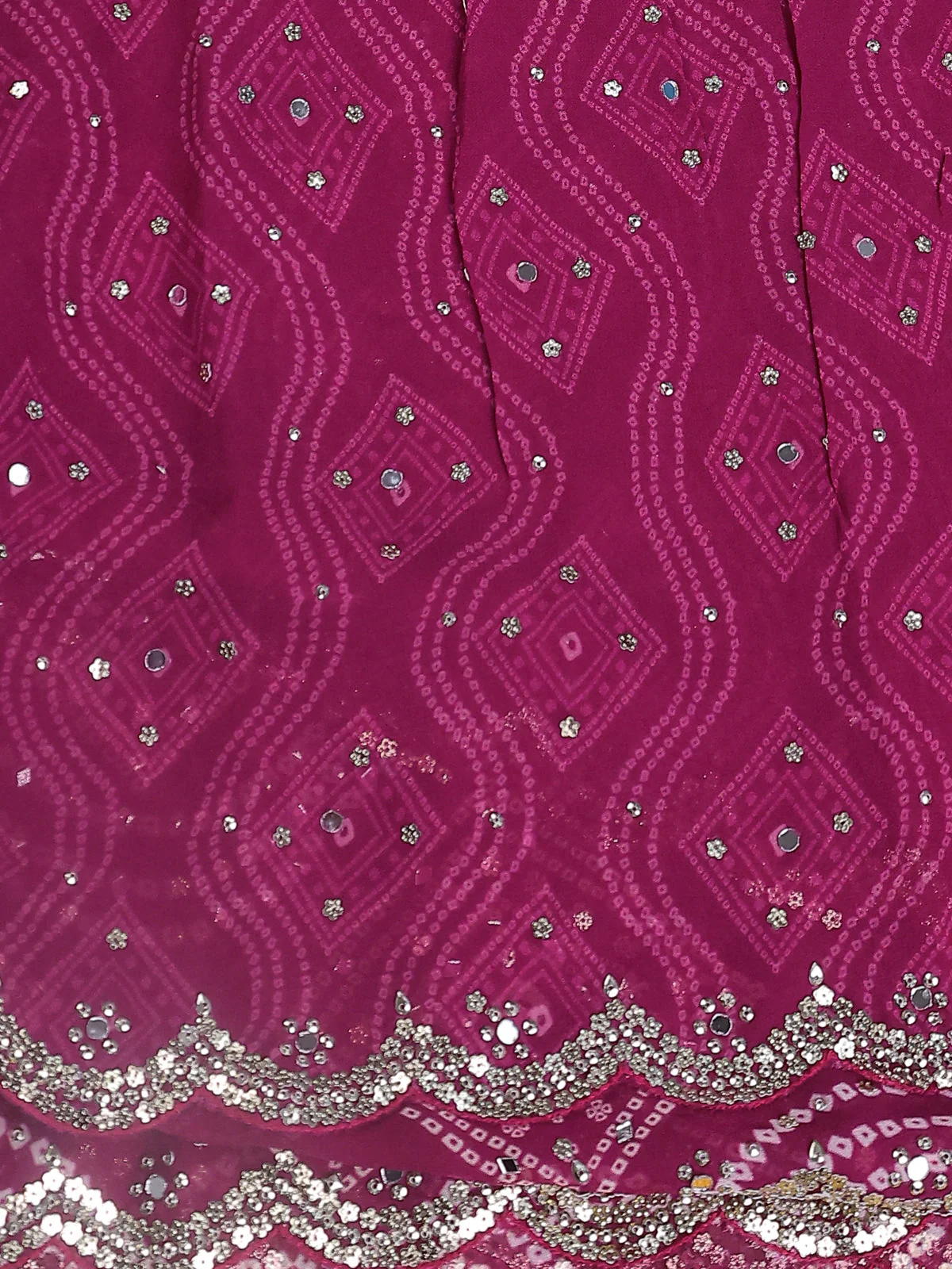 Magenta Pink Georgette Sequin Embroidered Saree - Image 4