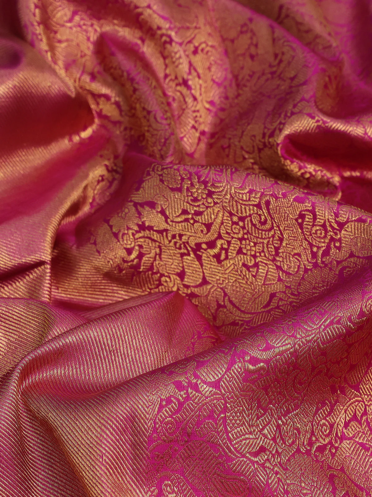 Magenta Pink Kanchipuram Silk Saree - Image 3