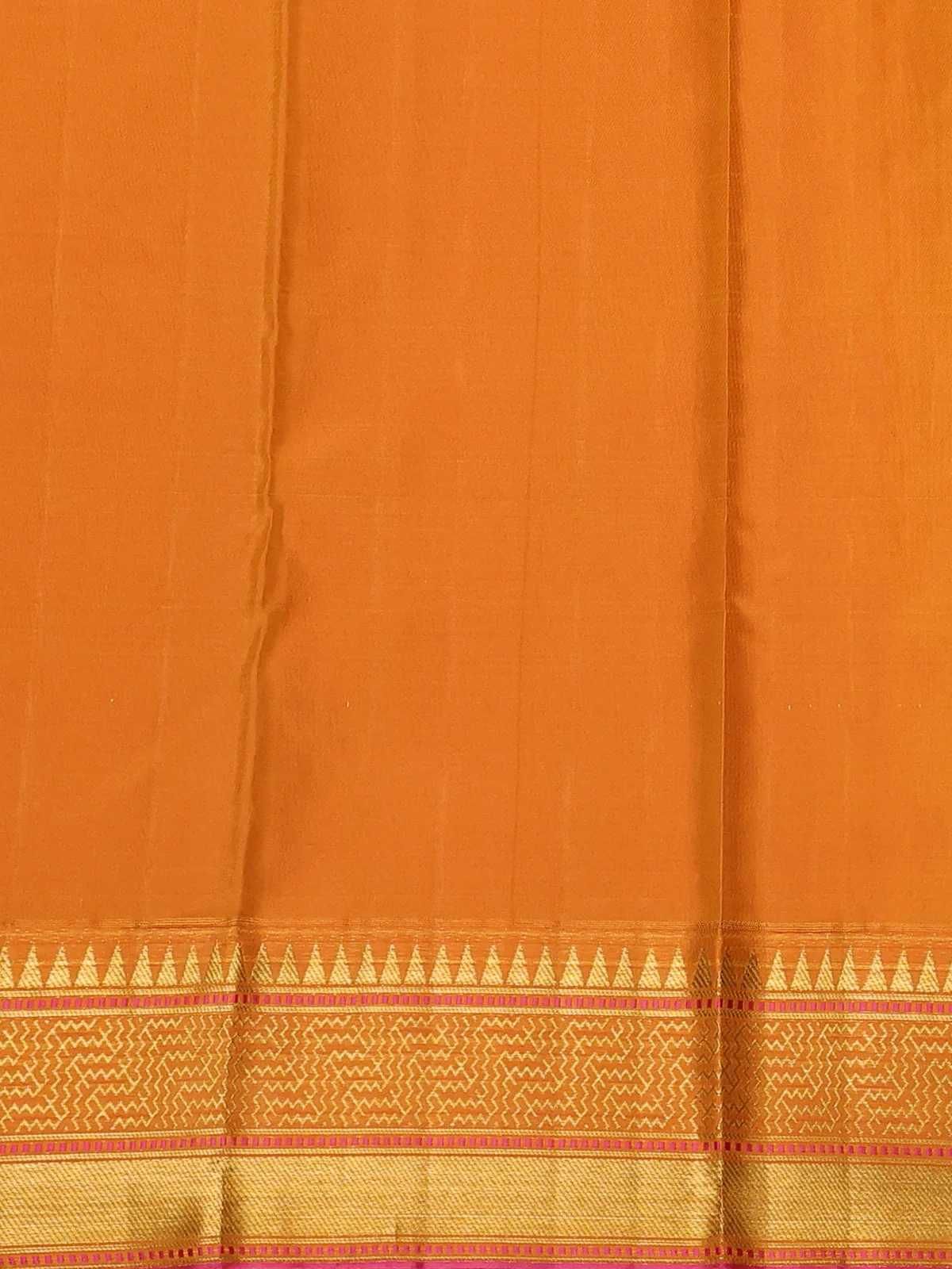 Mango Yellow-Pink Pure Kanchipuram Silk Saree - Image 4