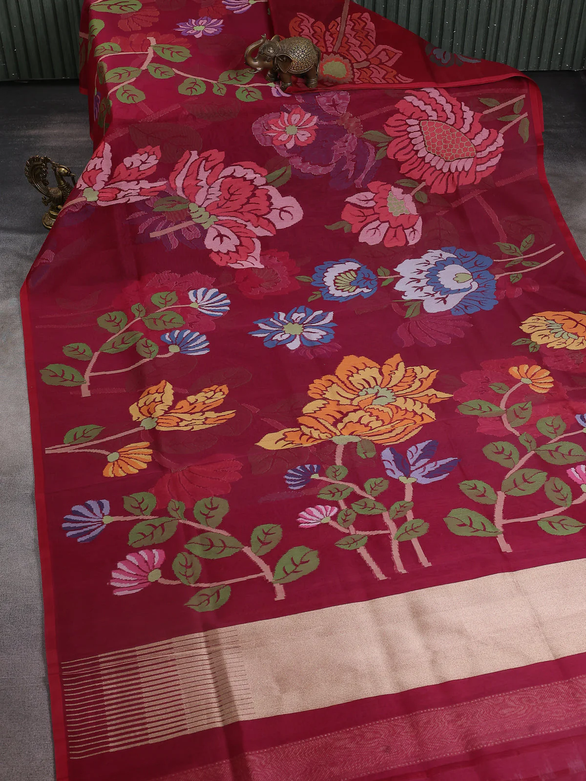 Maroon Banarasi Kora Saree - Image 2