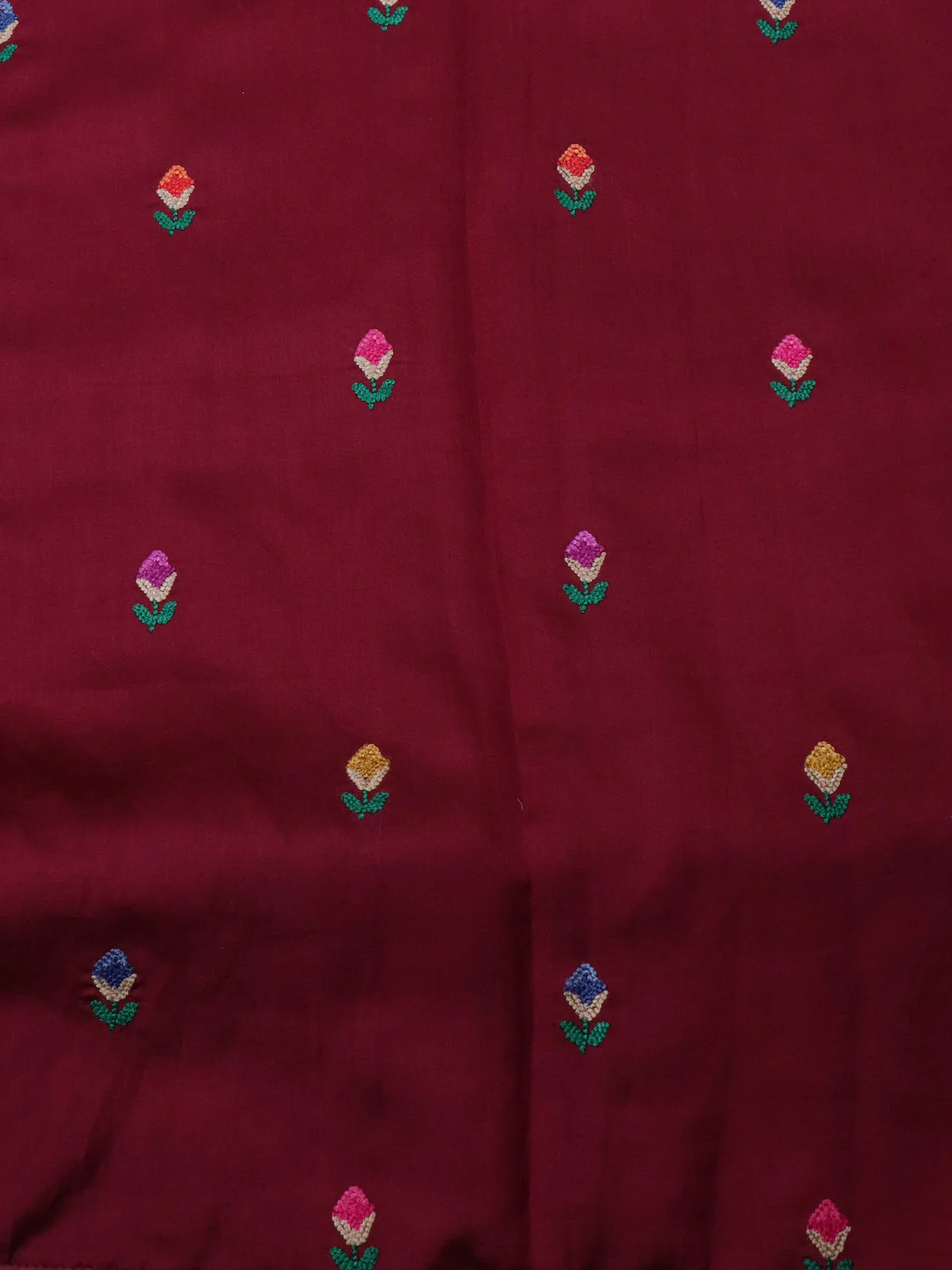 Maroon Chanderi silk saree - Image 4