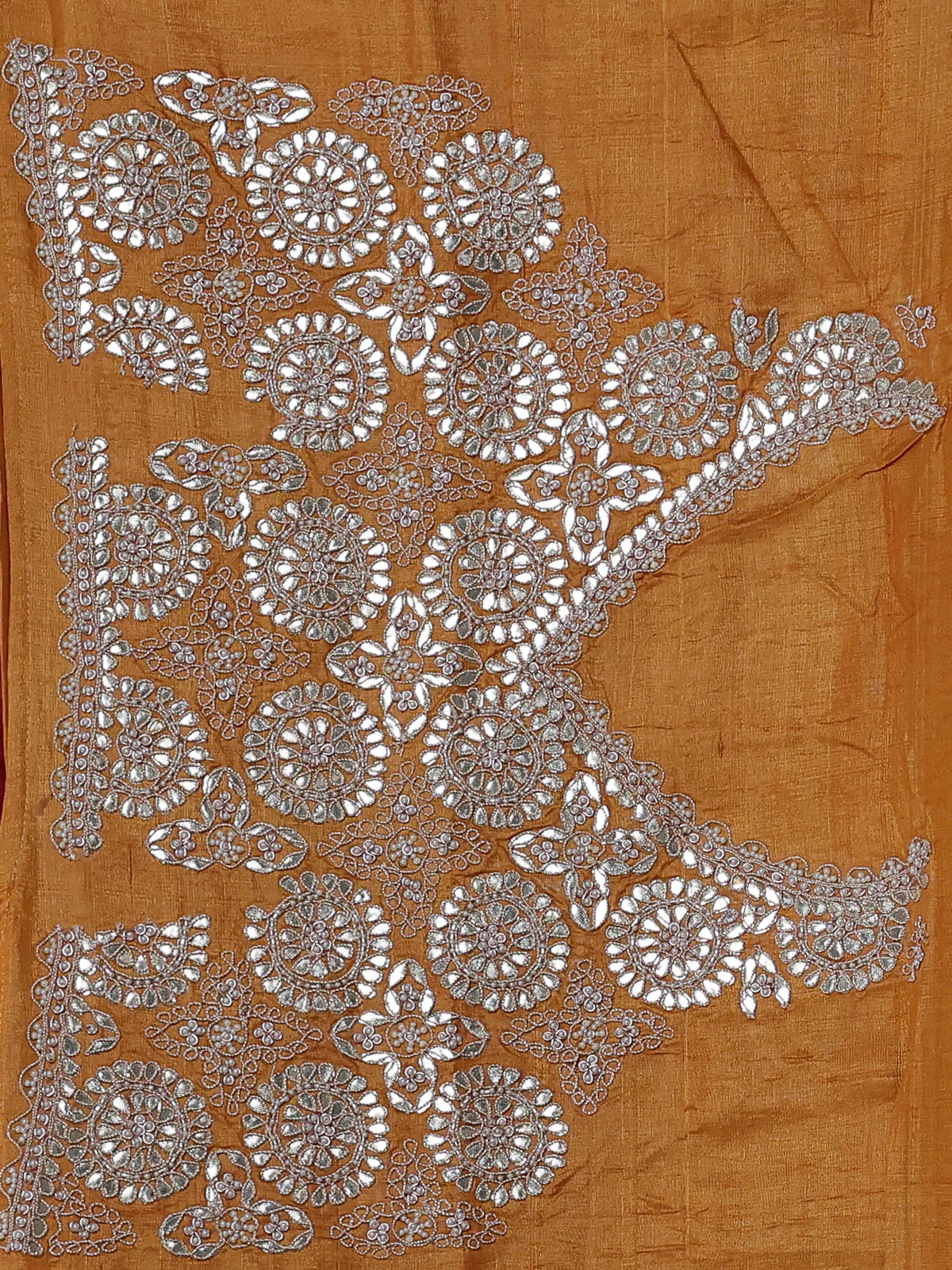 Maroon-Mustard Tussar Silk Saree - Image 3