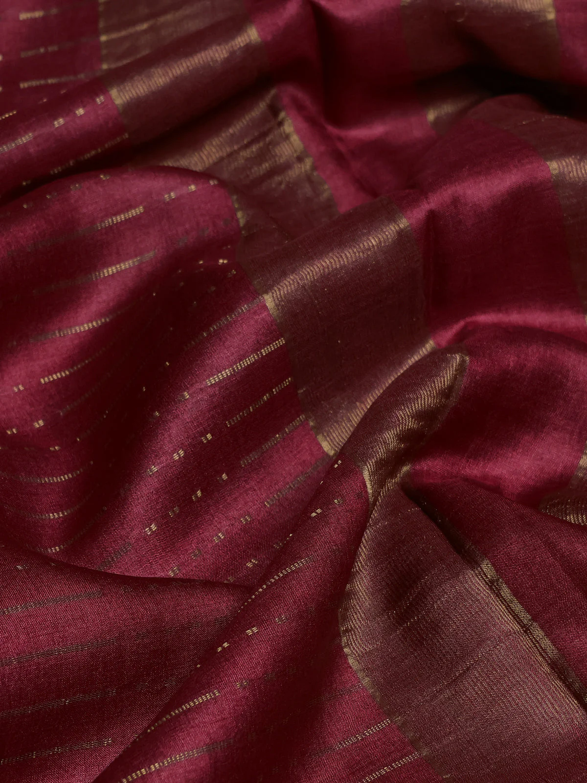 Maroon Tussar Silk Saree - Image 3