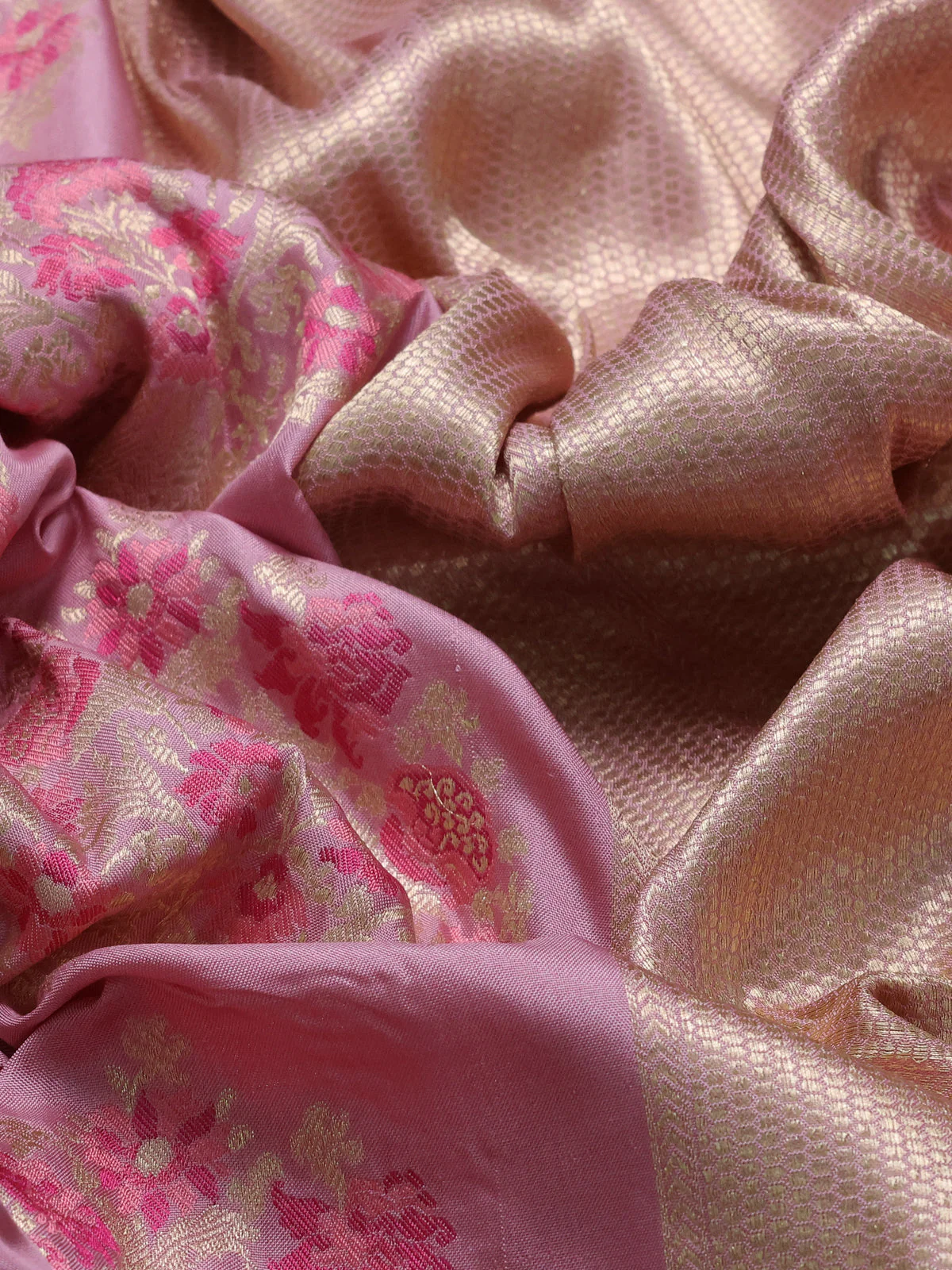 Mauve Pink Banarasi Silk Saree - Image 3