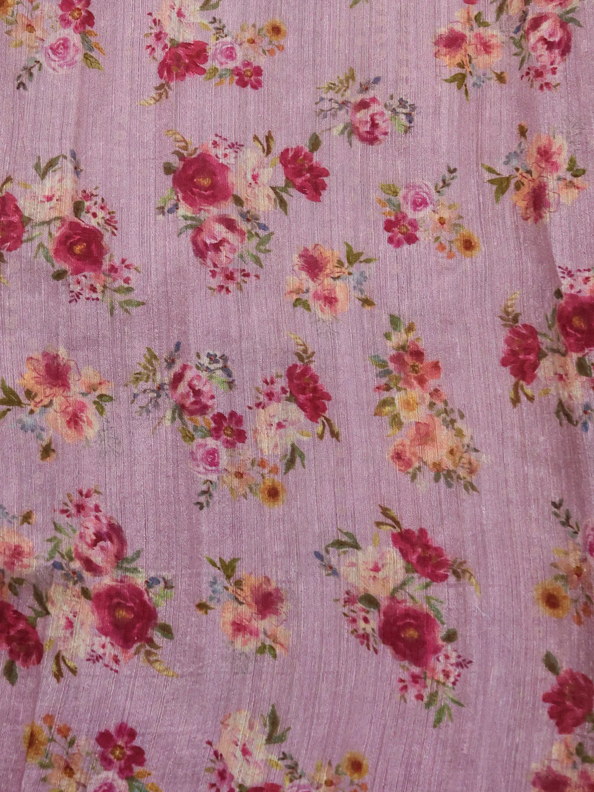 Mauve Pink  Muslin Organza Silk Saree With Digital Prints - Image 4