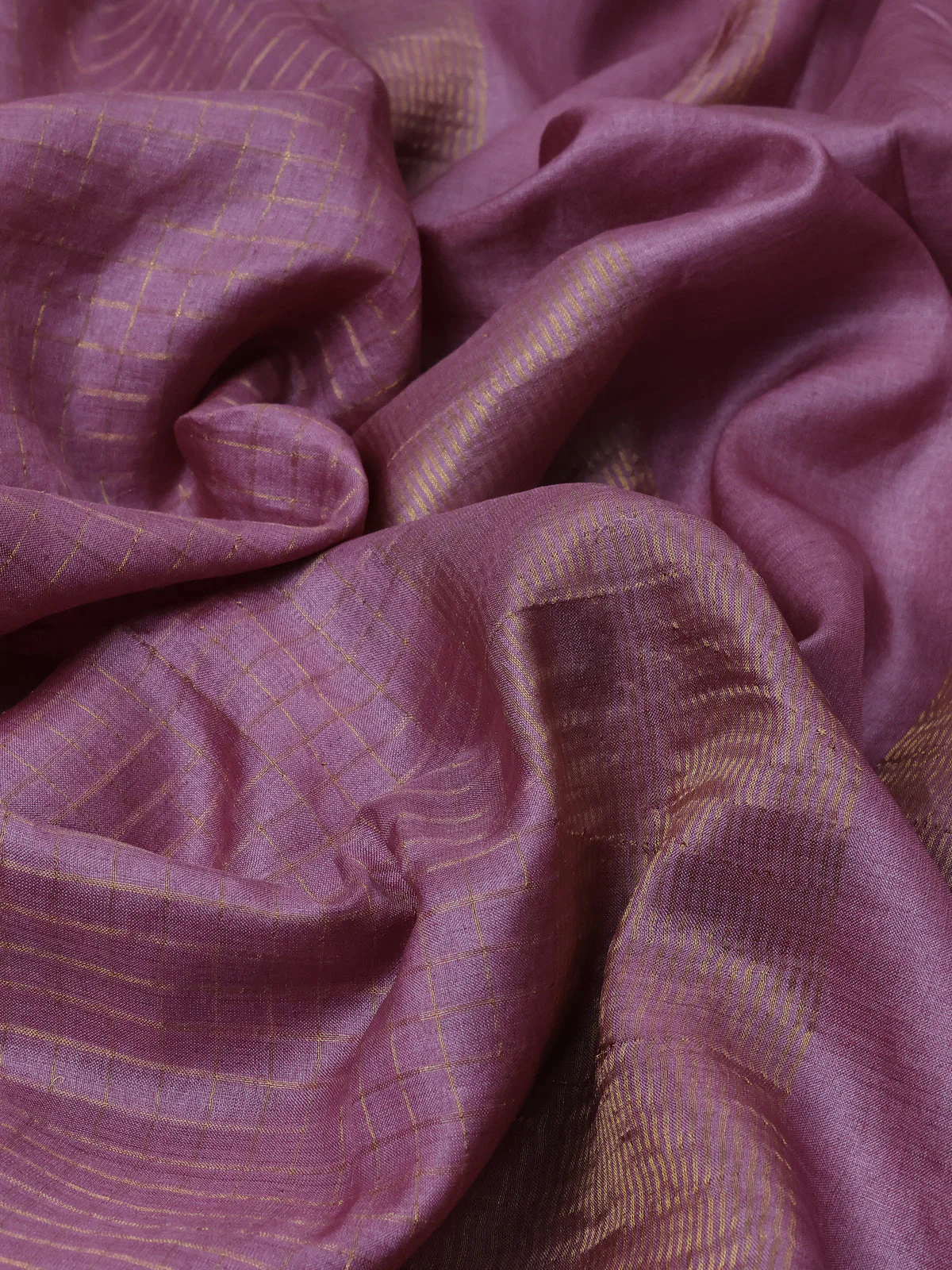Mauve Pink Tussar Silk Saree - Image 3