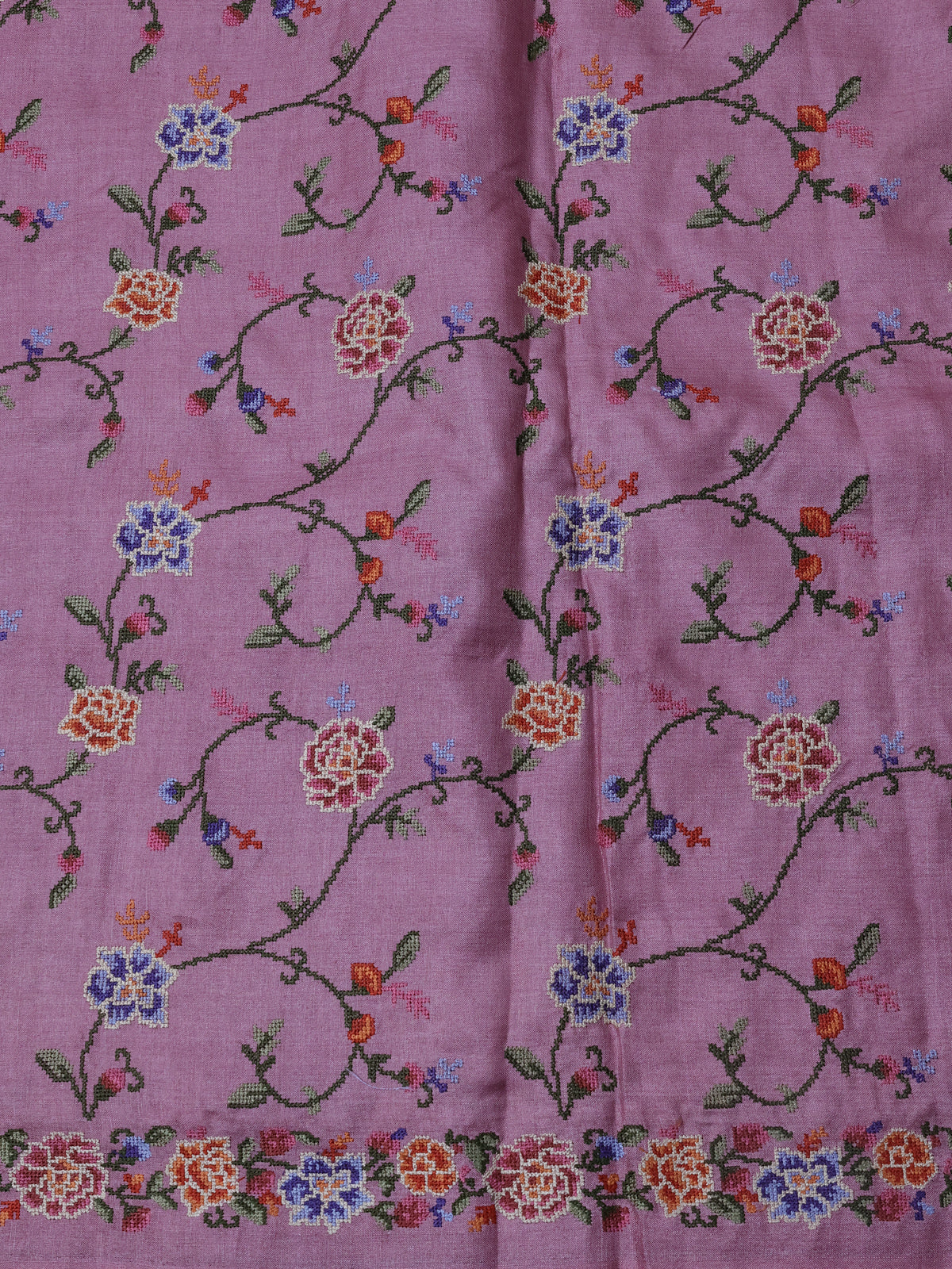 Mauve Pink Tussar Silk Saree - Image 4