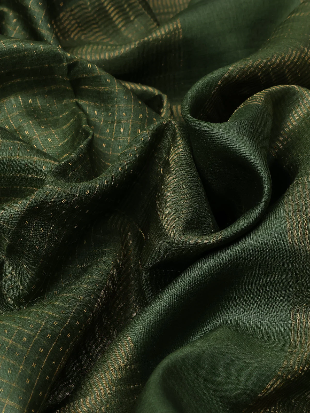 Megendi Green Tussar Silk Saree - Image 3