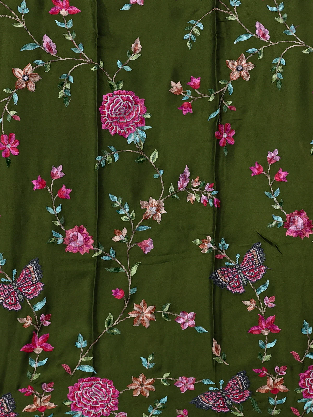 Mehendi Green Embroidered Banarasi Silk Saree - Image 3