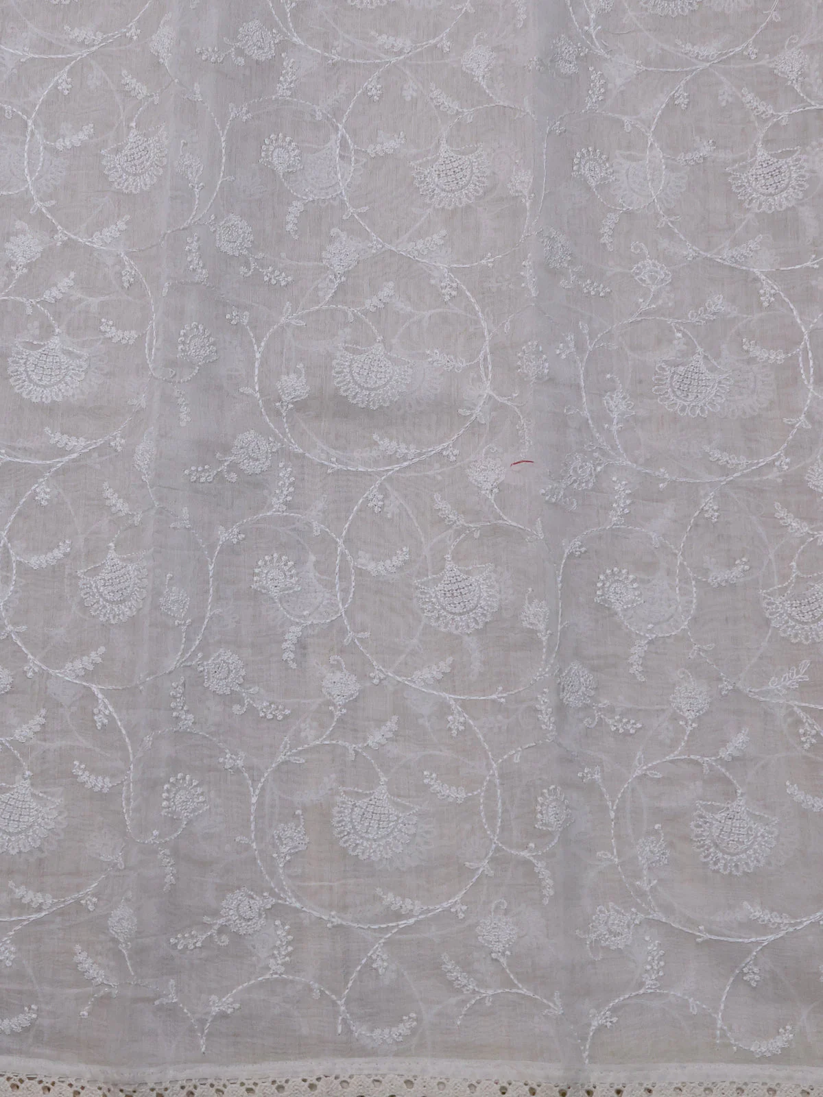 Mild Peach Chiffon Sraee With Floral Digital Prints & Kantha Stitch Work - Image 4