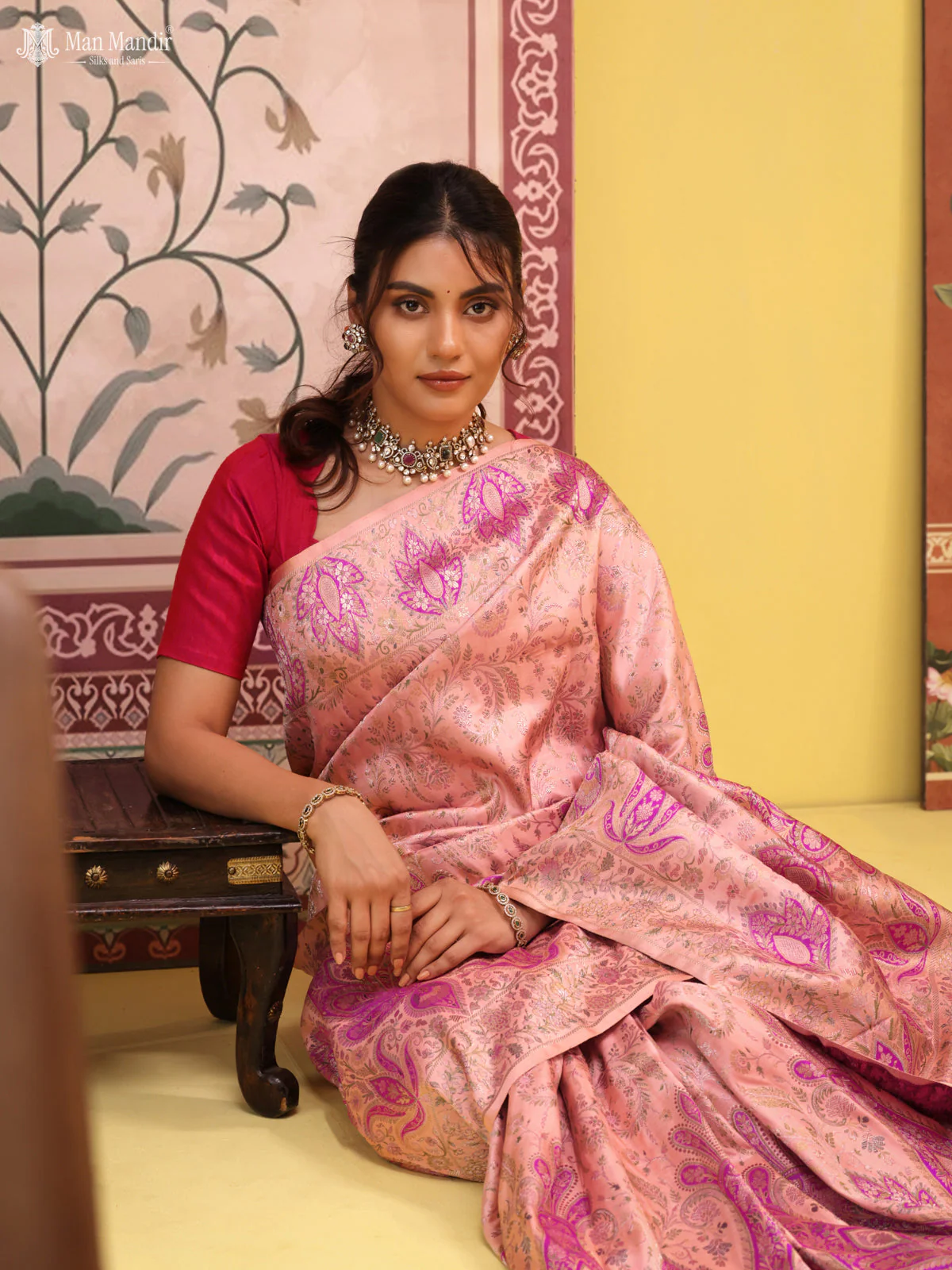 Mild Peach Kanchipuram Silk Saree - Image 2