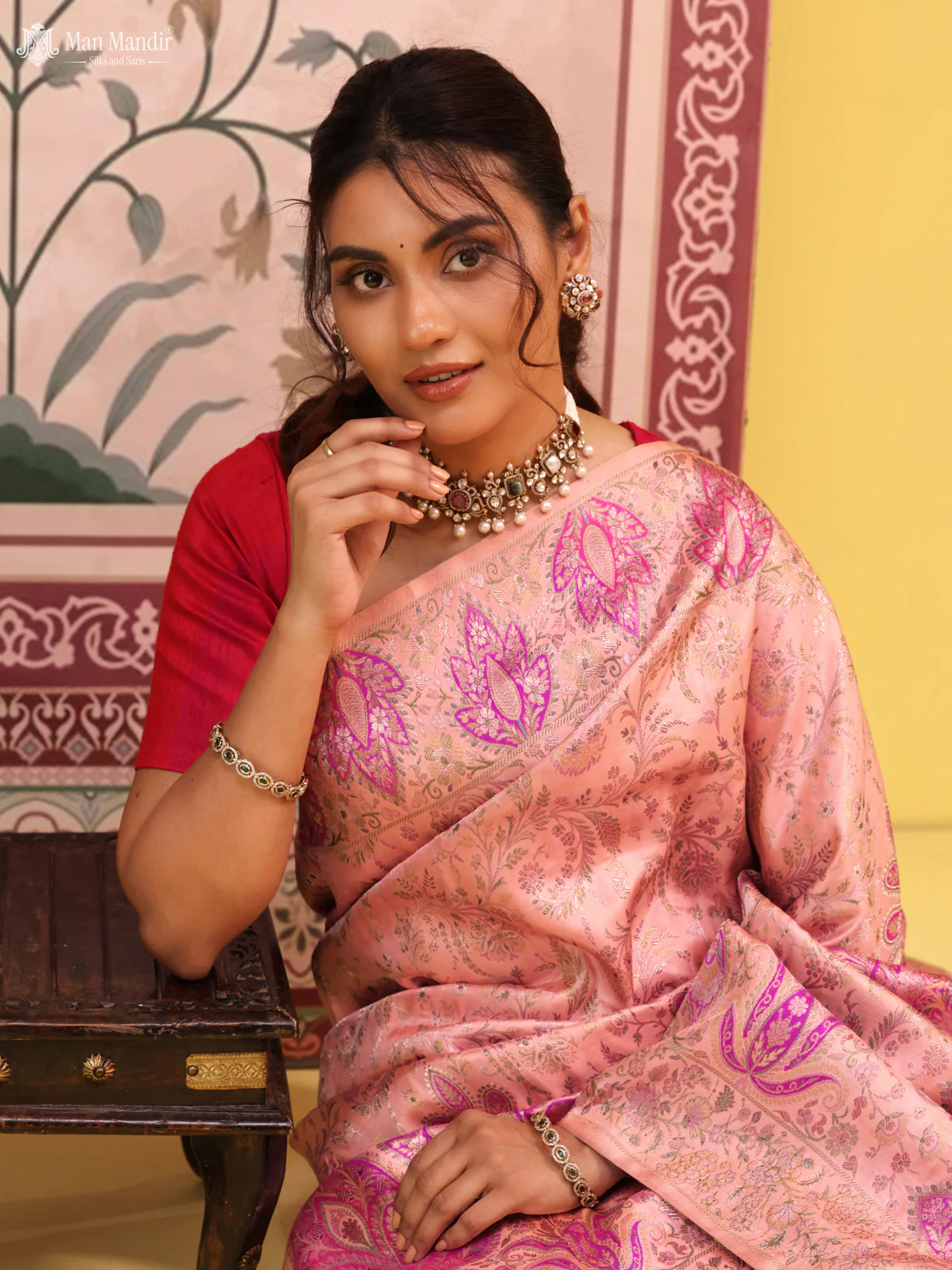 Mild Peach Kanchipuram Silk Saree - Image 3