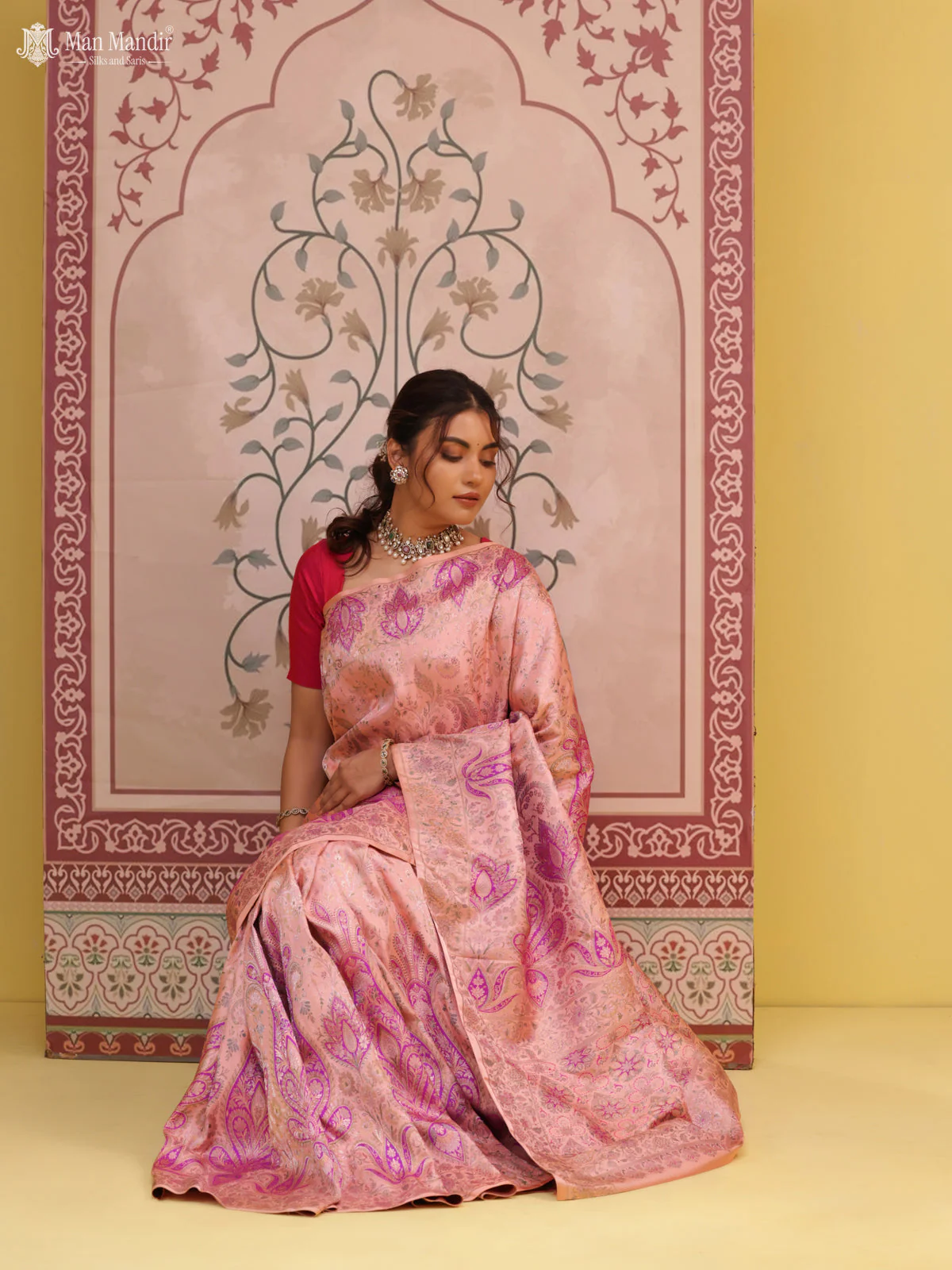 Mild Peach Kanchipuram Silk Saree - Image 4