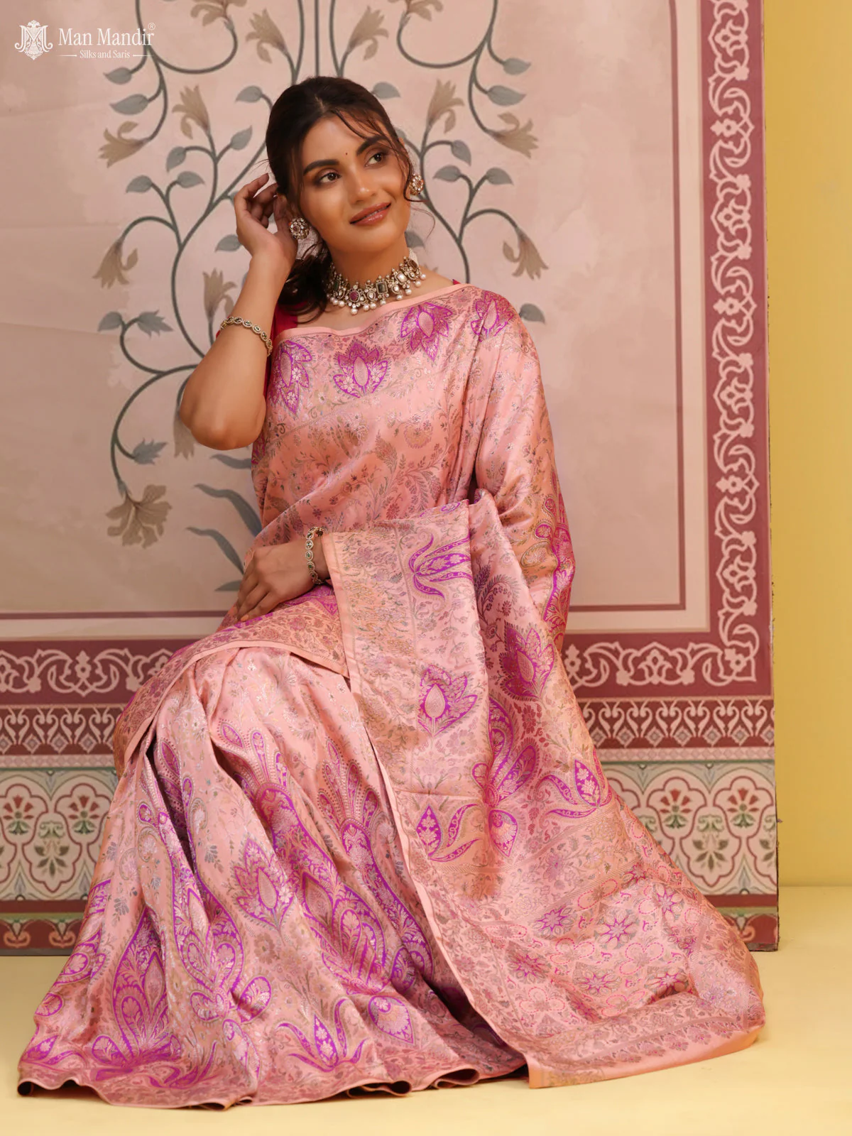 Mild Peach Kanchipuram Silk Saree - Image 5