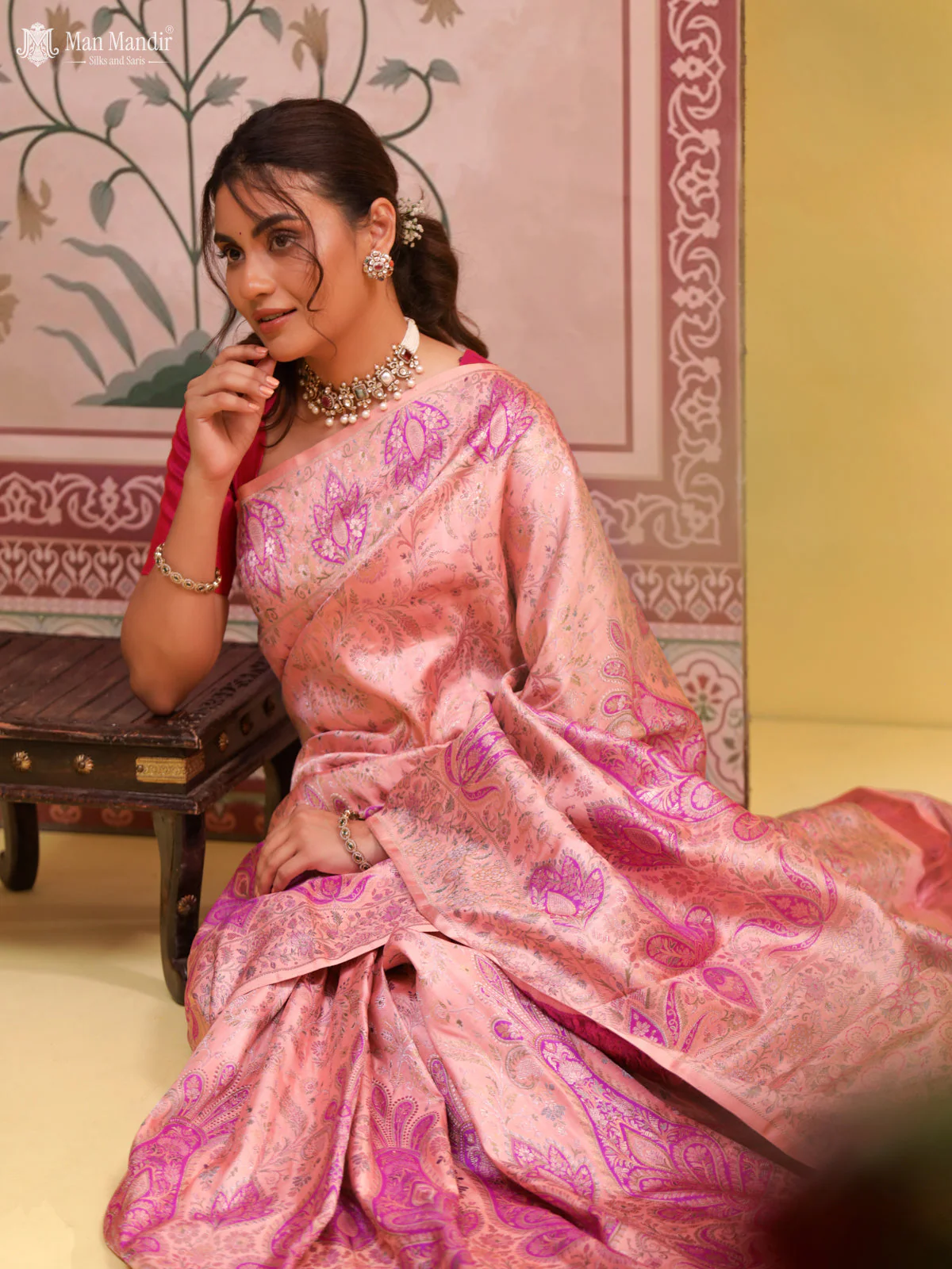 Mild Peach Kanchipuram Silk Saree - Image 6